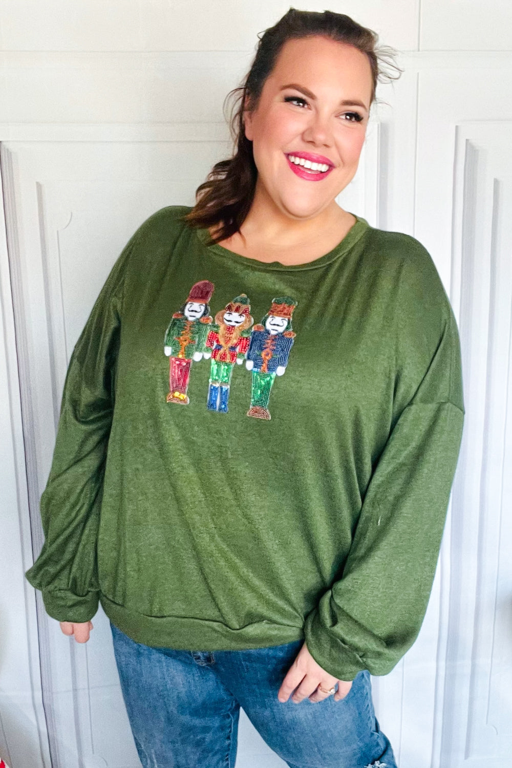 Be Merry Forest Green Nutcracker Sequin Hacci Top - Charming Charlie