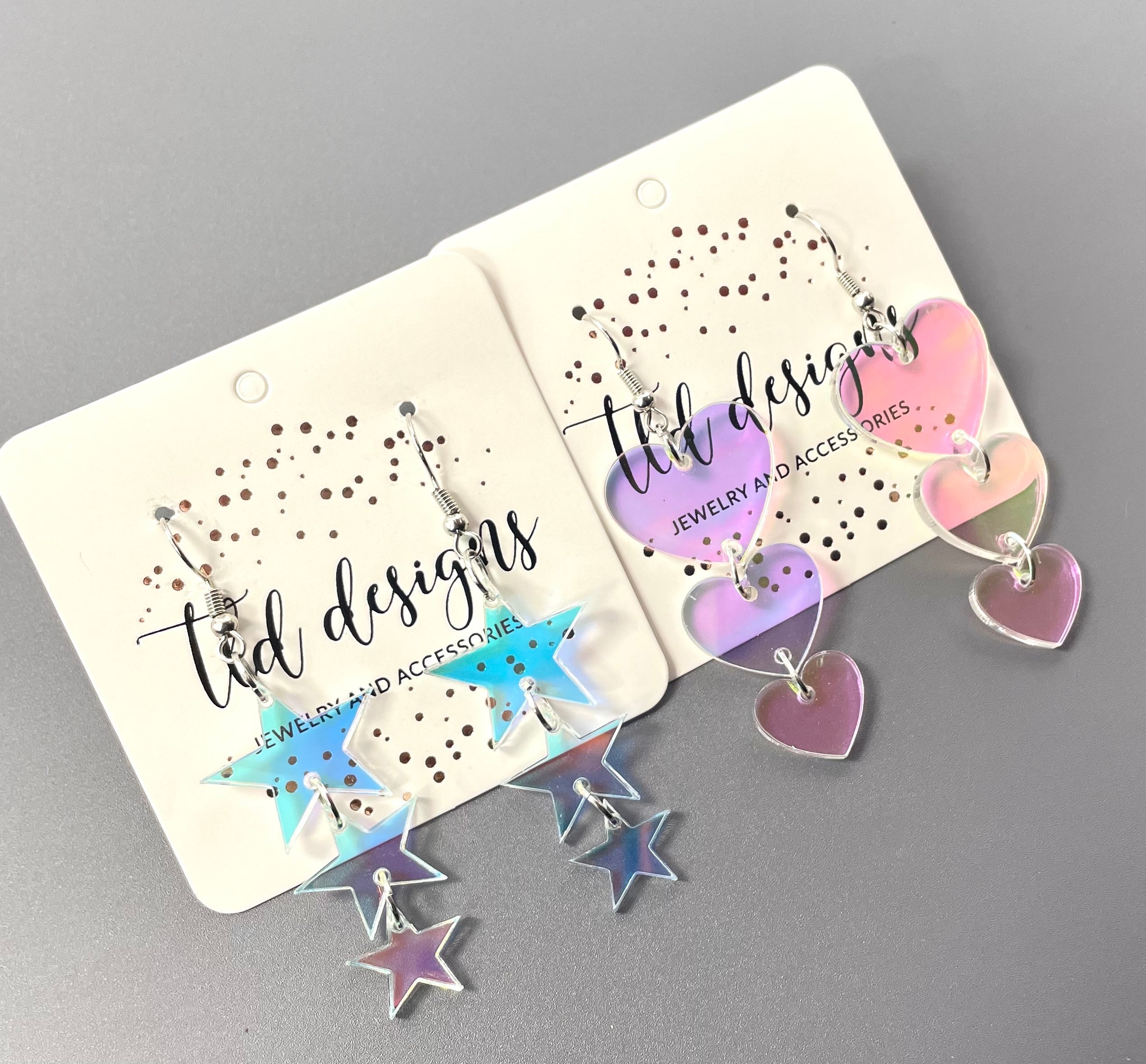 Iridescent Acrylic Stars and hearts - Charming Charlie