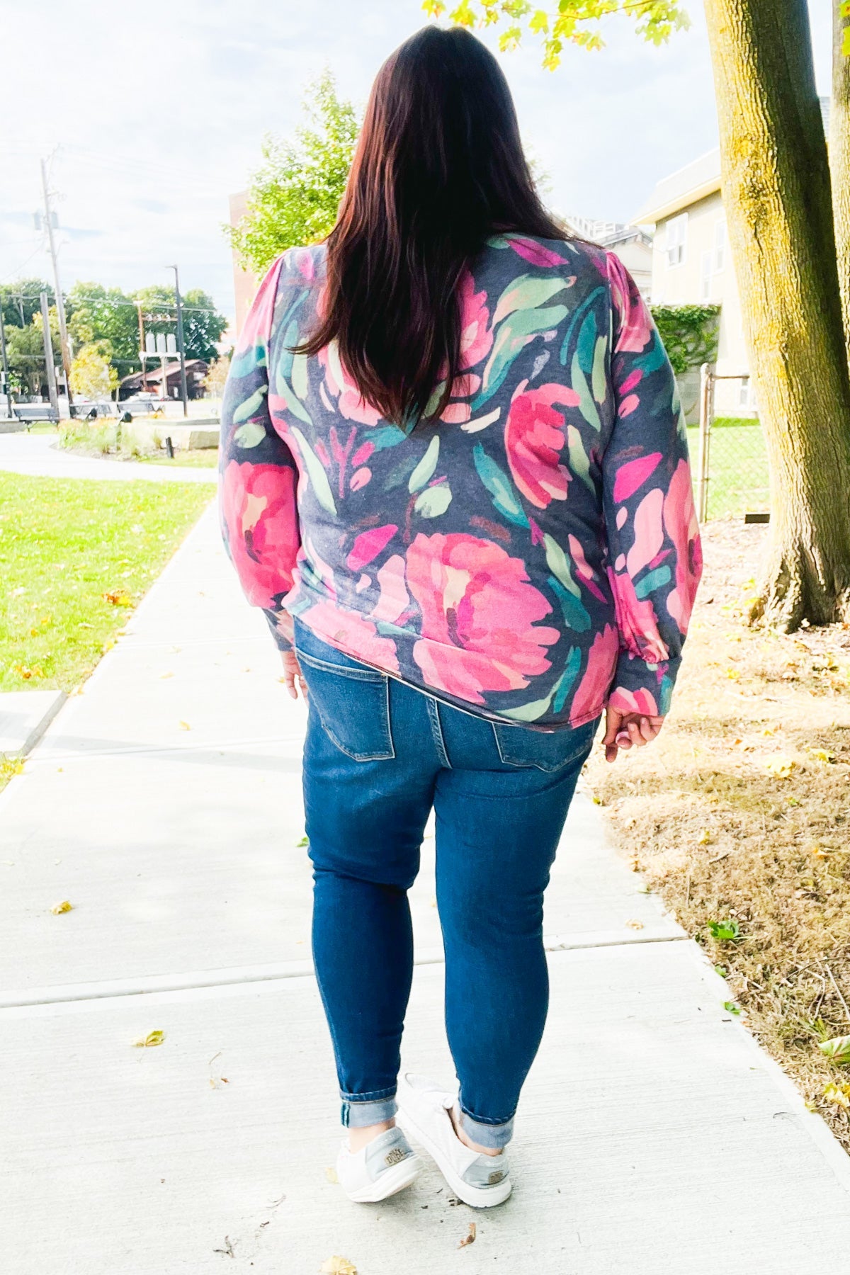 On My Heart Navy Floral Brushed Hacci Sweater Top - Charming Charlie