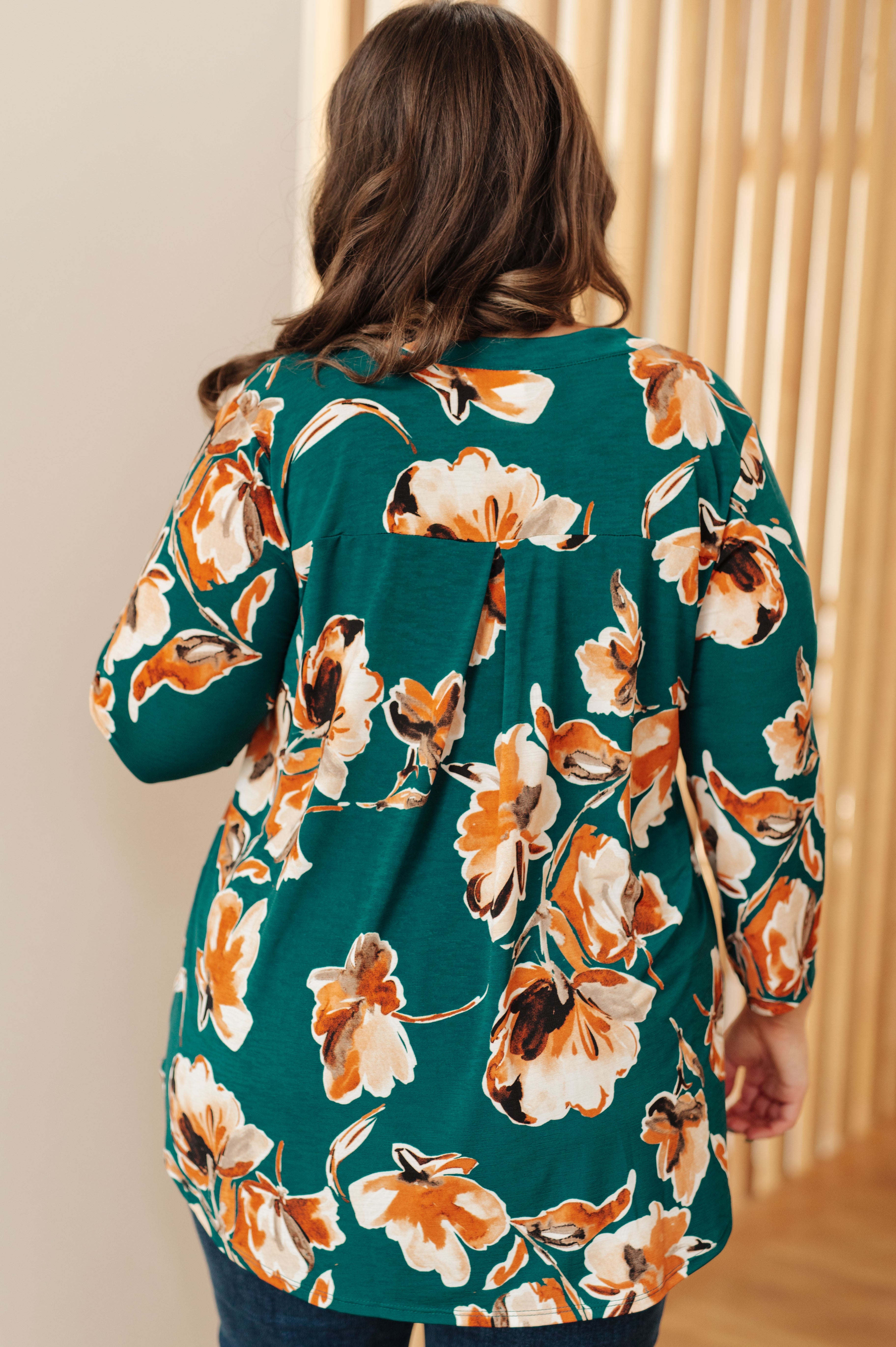 I Think Different Top in Teal Floral - Charming Charlie