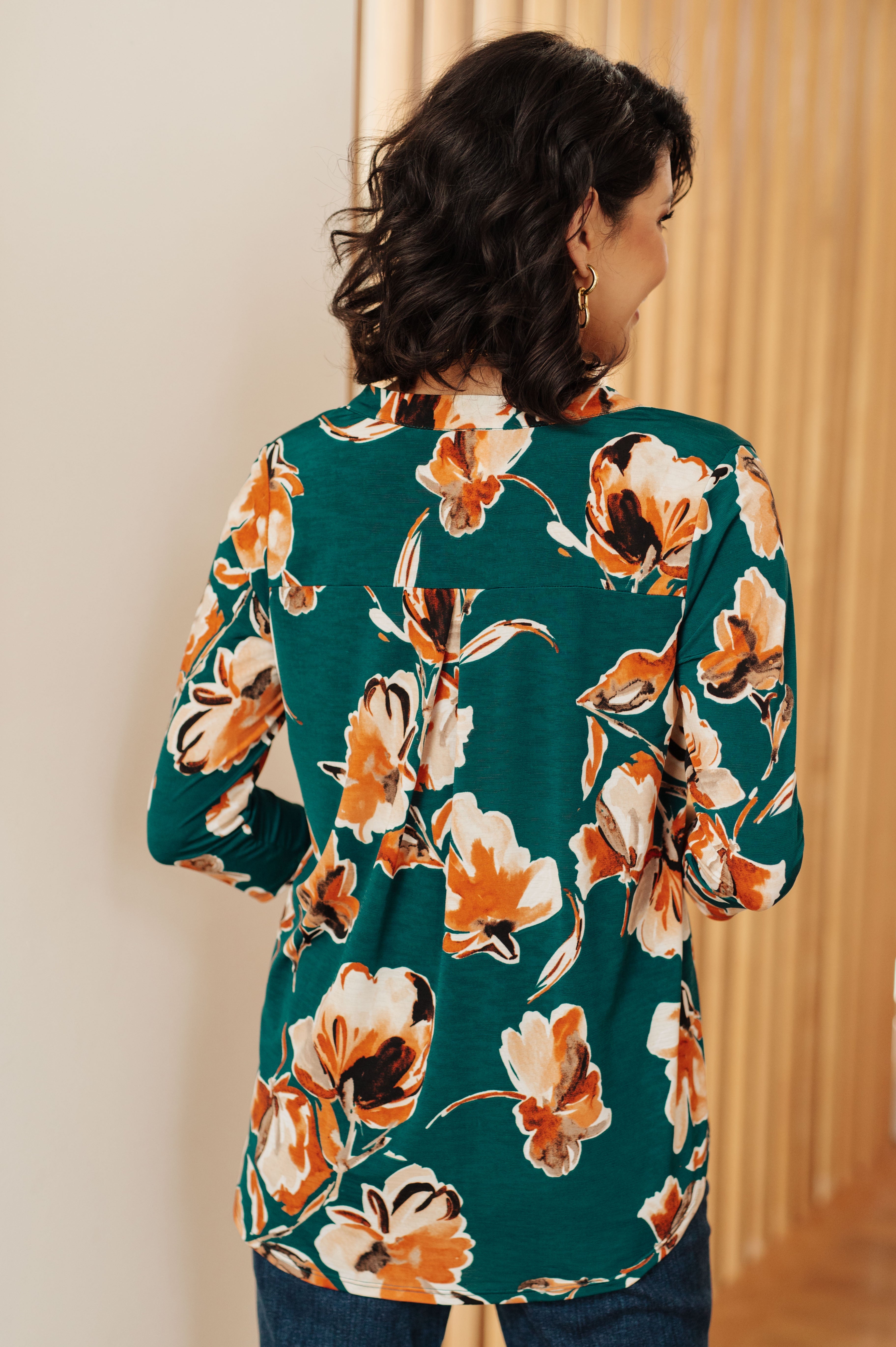 I Think Different Top in Teal Floral - Charming Charlie