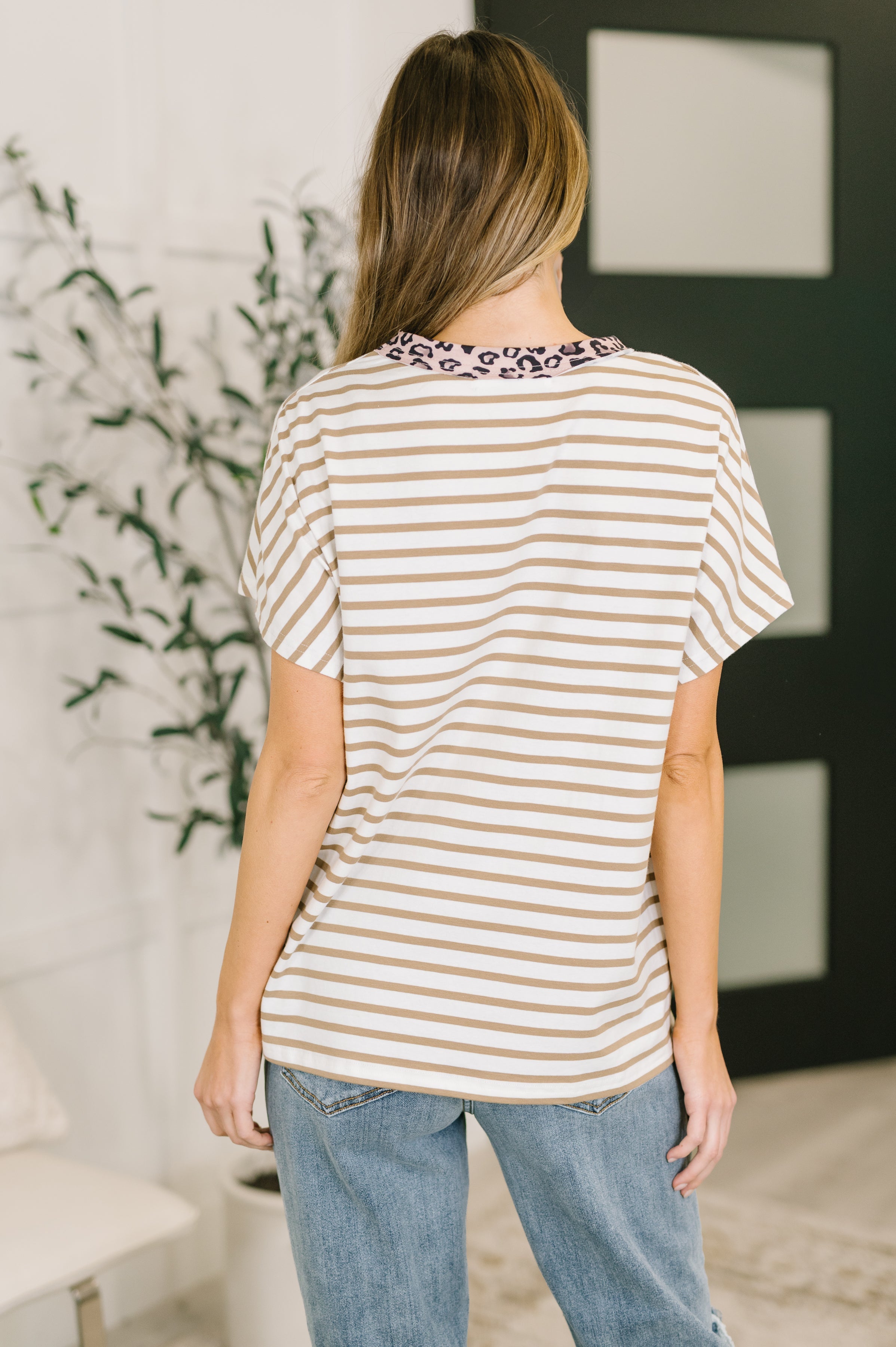 I Think I'm in Love Round Neck Loose Tee in Khaki Leopard - Charming Charlie