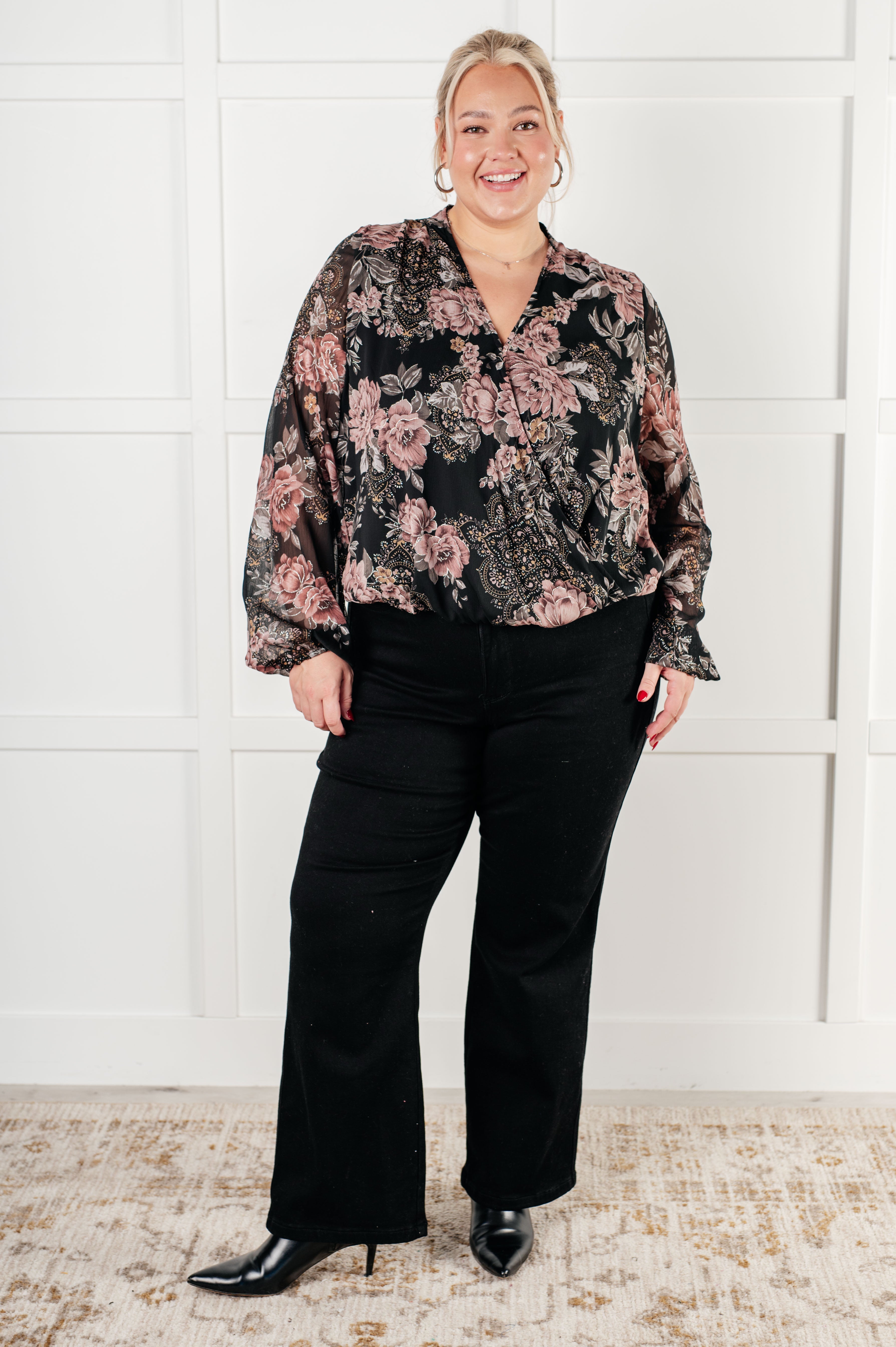I Wish We Had it All Surplice Floral Blouse - Charming Charlie