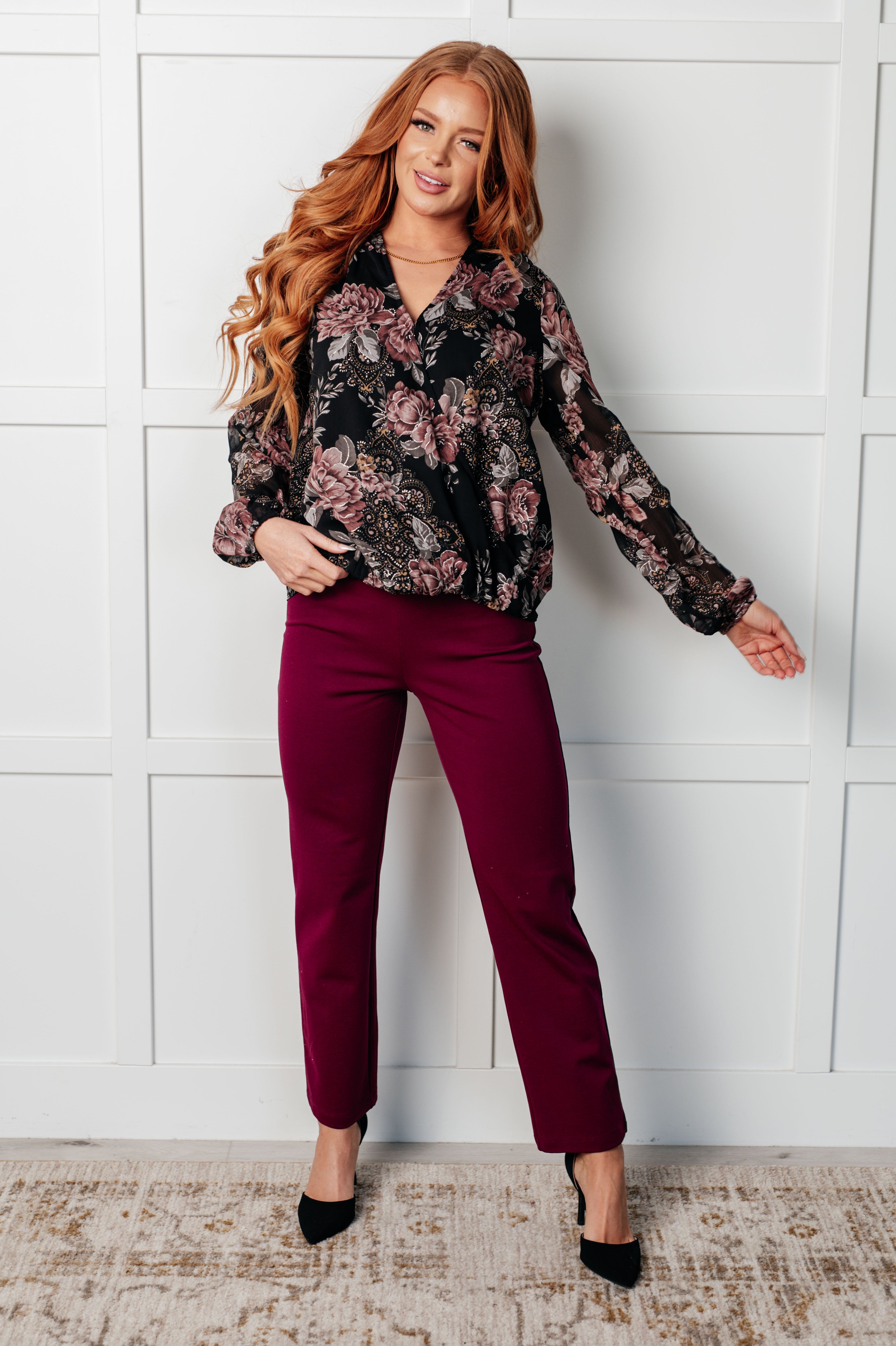 I Wish We Had it All Surplice Floral Blouse - Charming Charlie