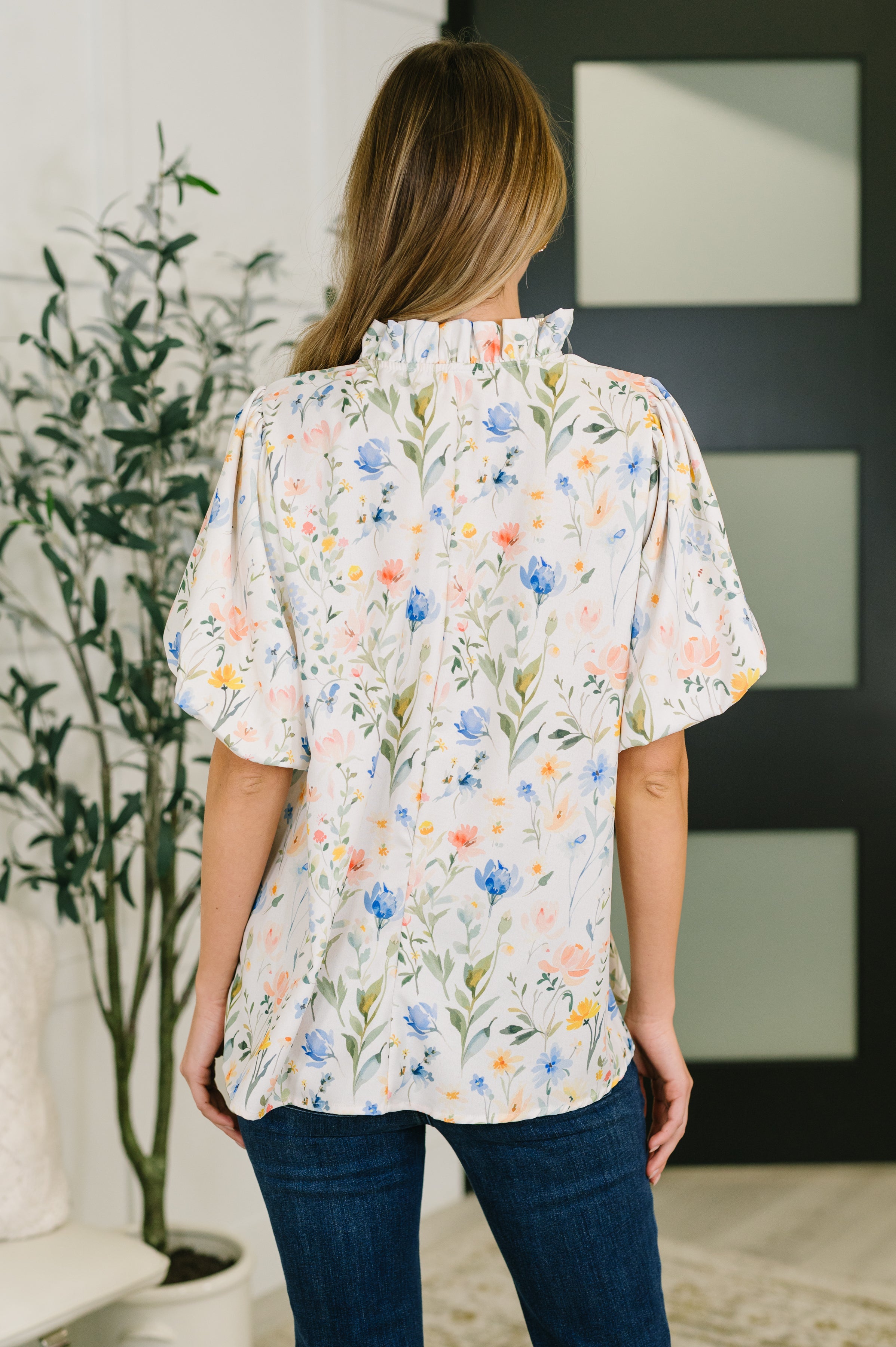 In All This Time Notch Neck Floral Blouse - Charming Charlie