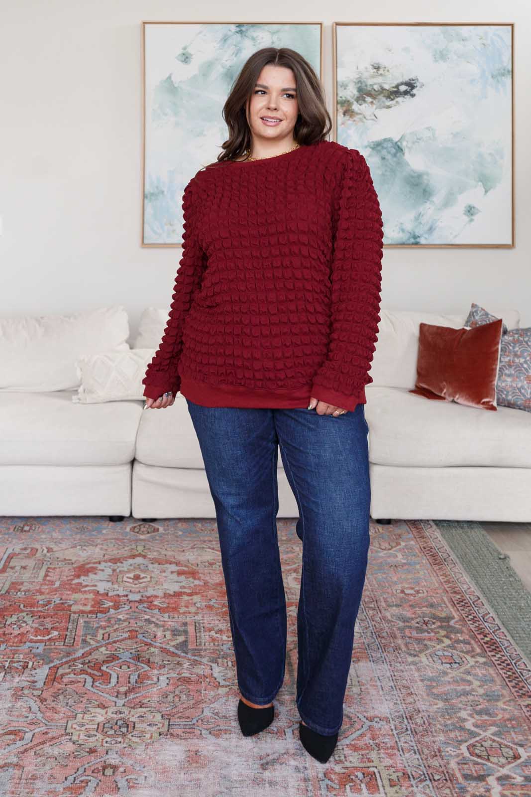 In Denial Bubble Pullover - Charming Charlie