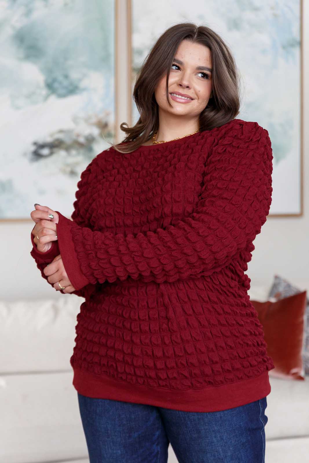 In Denial Bubble Pullover - Charming Charlie