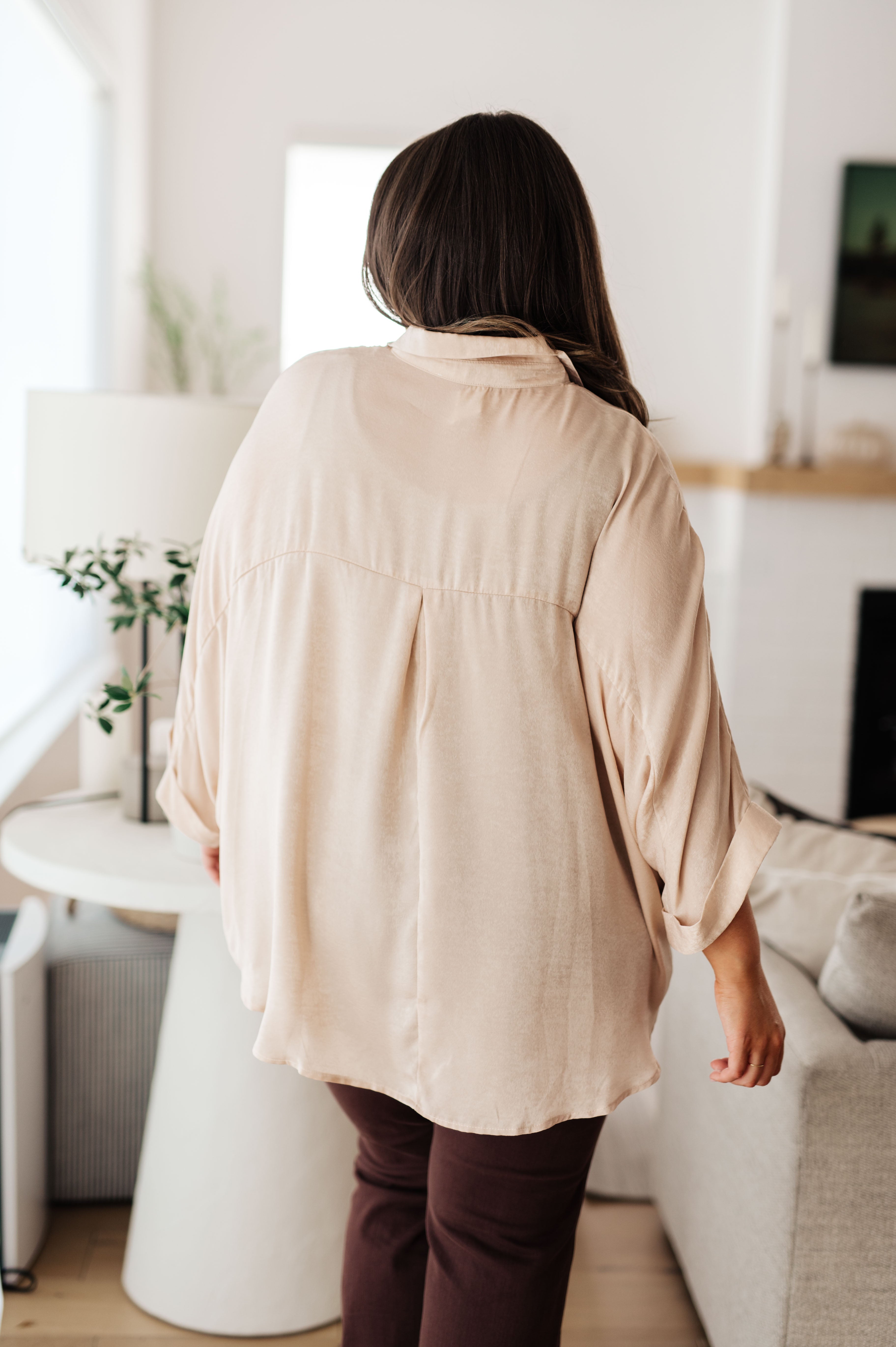 In Your Thoughts Oversized Dolman Sleeve Top in Champagne - Charming Charlie