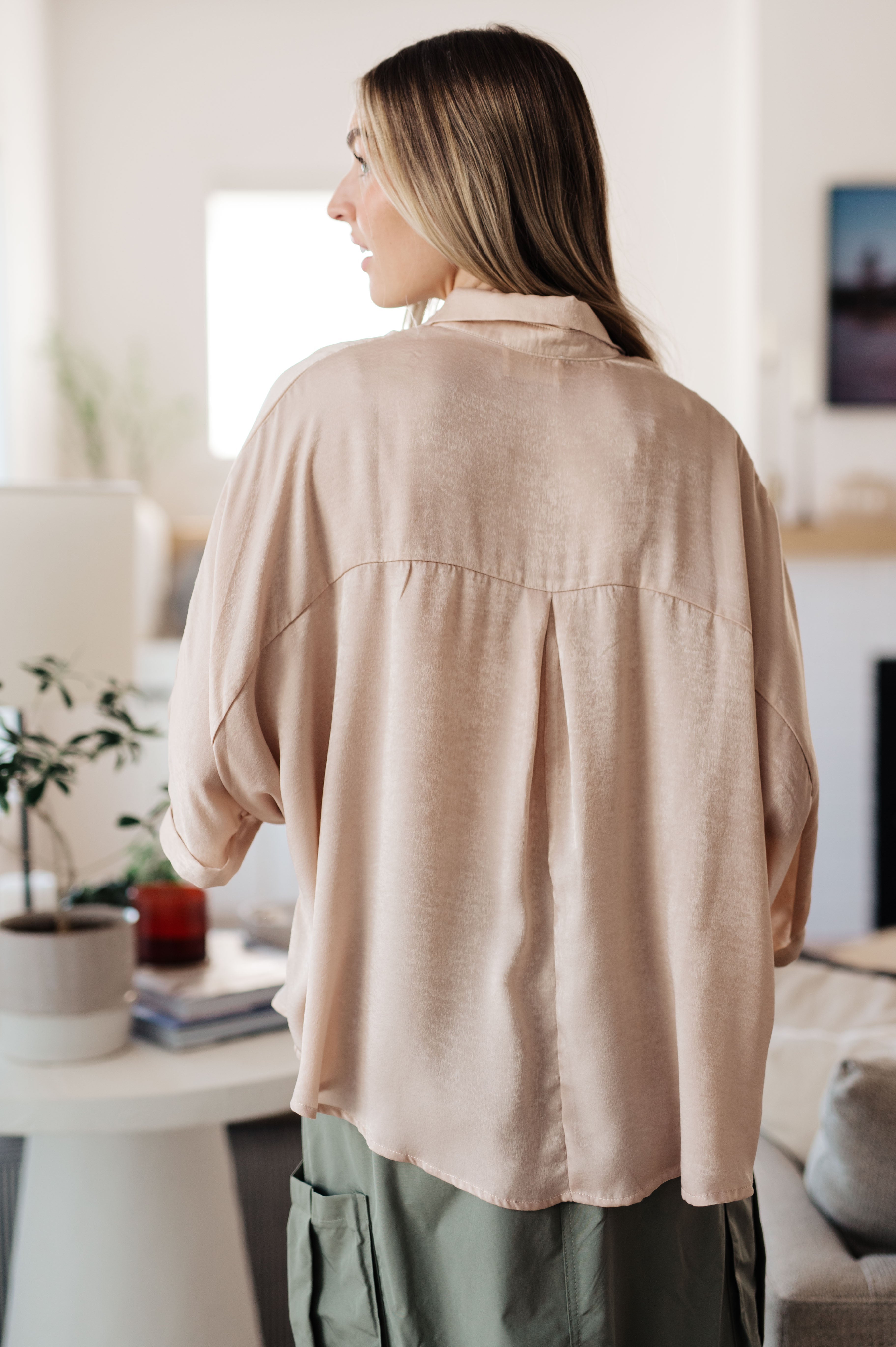 In Your Thoughts Oversized Dolman Sleeve Top in Champagne - Charming Charlie