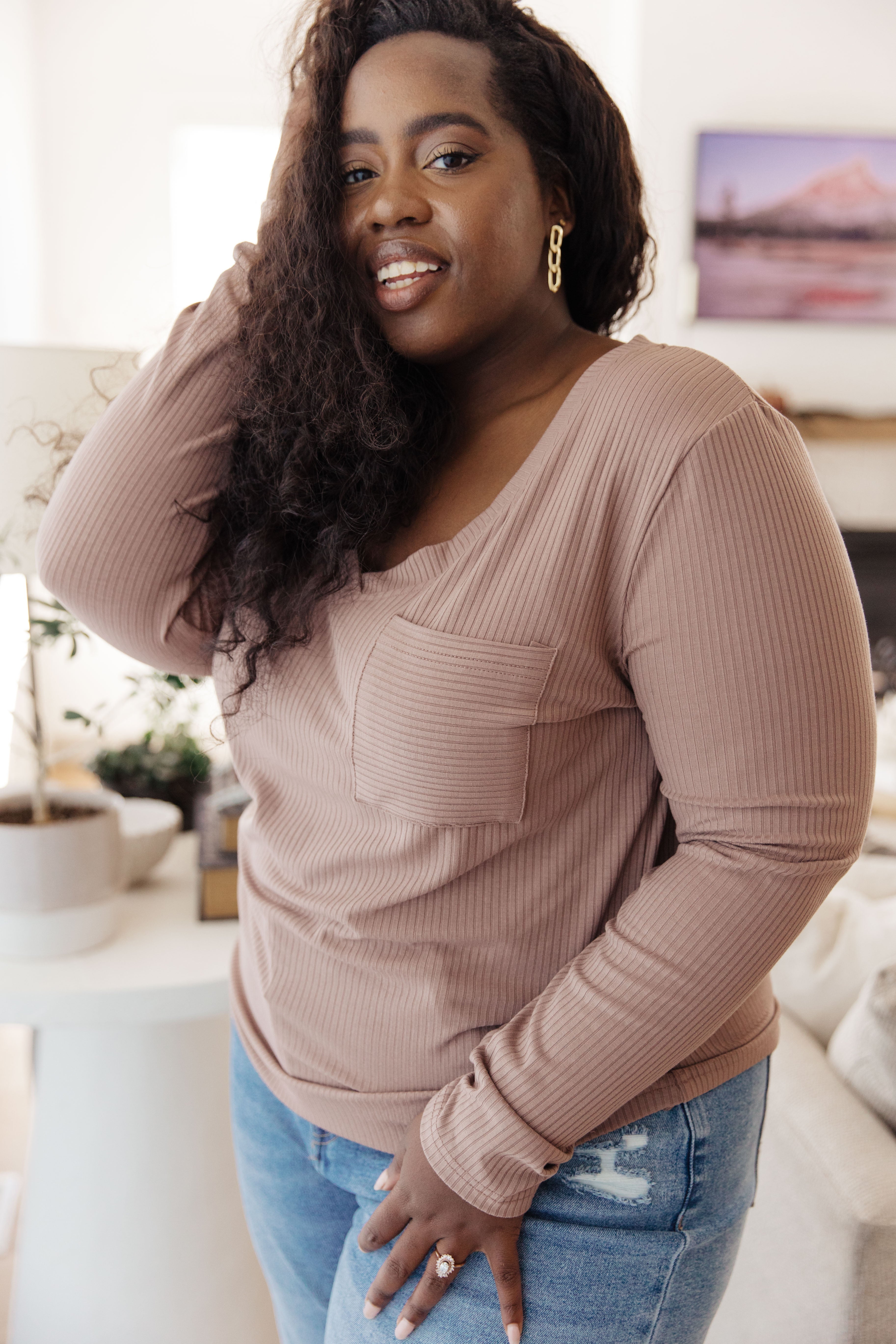 Indeed You Do Long Sleeve V-Neck Top - Charming Charlie