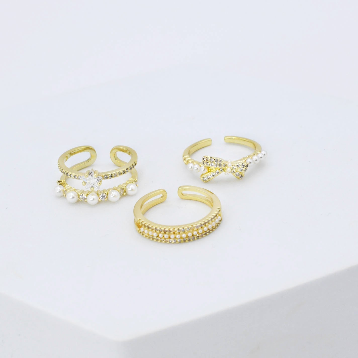 Infinity Pearls Ring Set - Charming Charlie