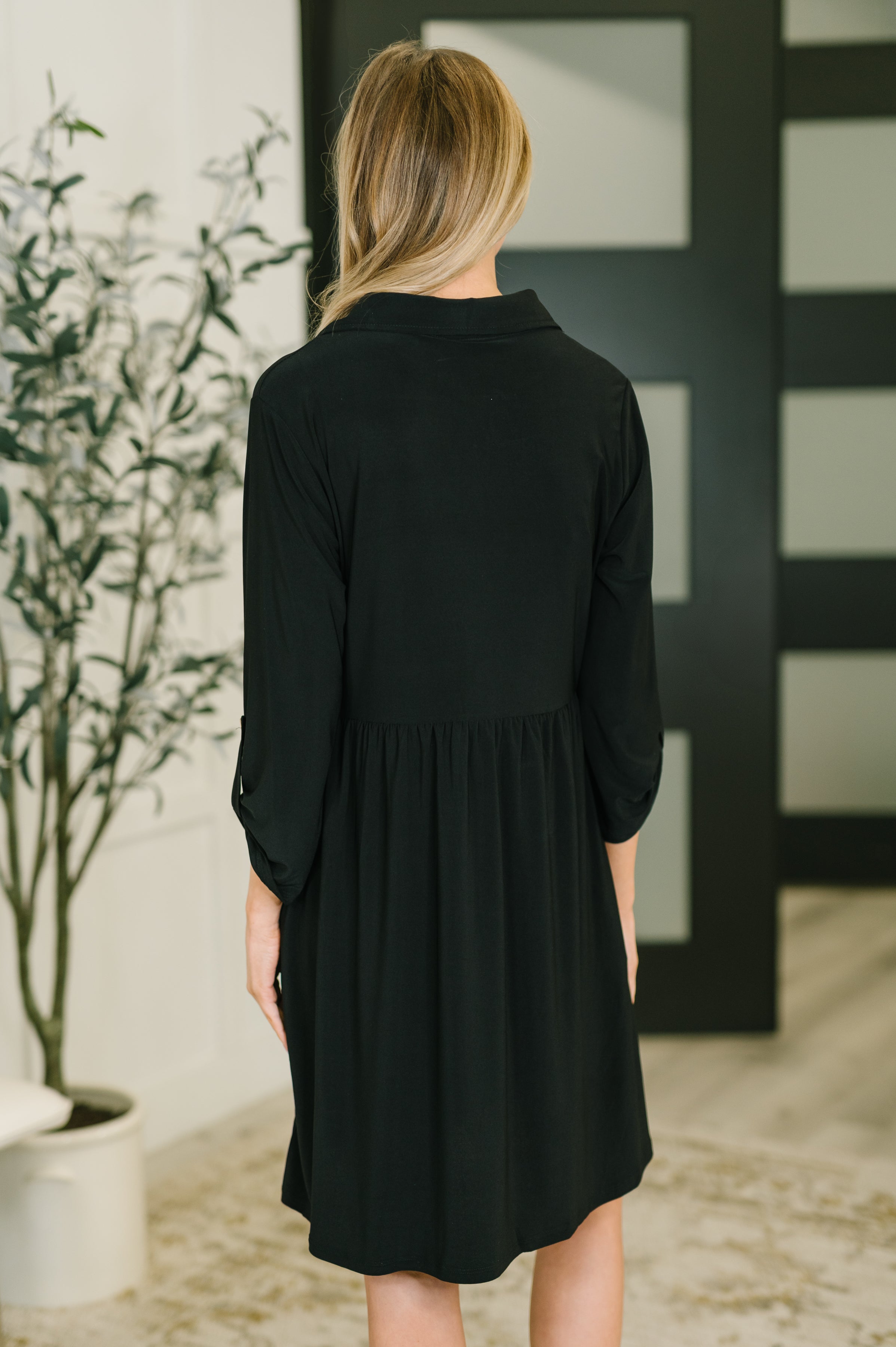 Inspire Collared Neck Dress in Black - Charming Charlie