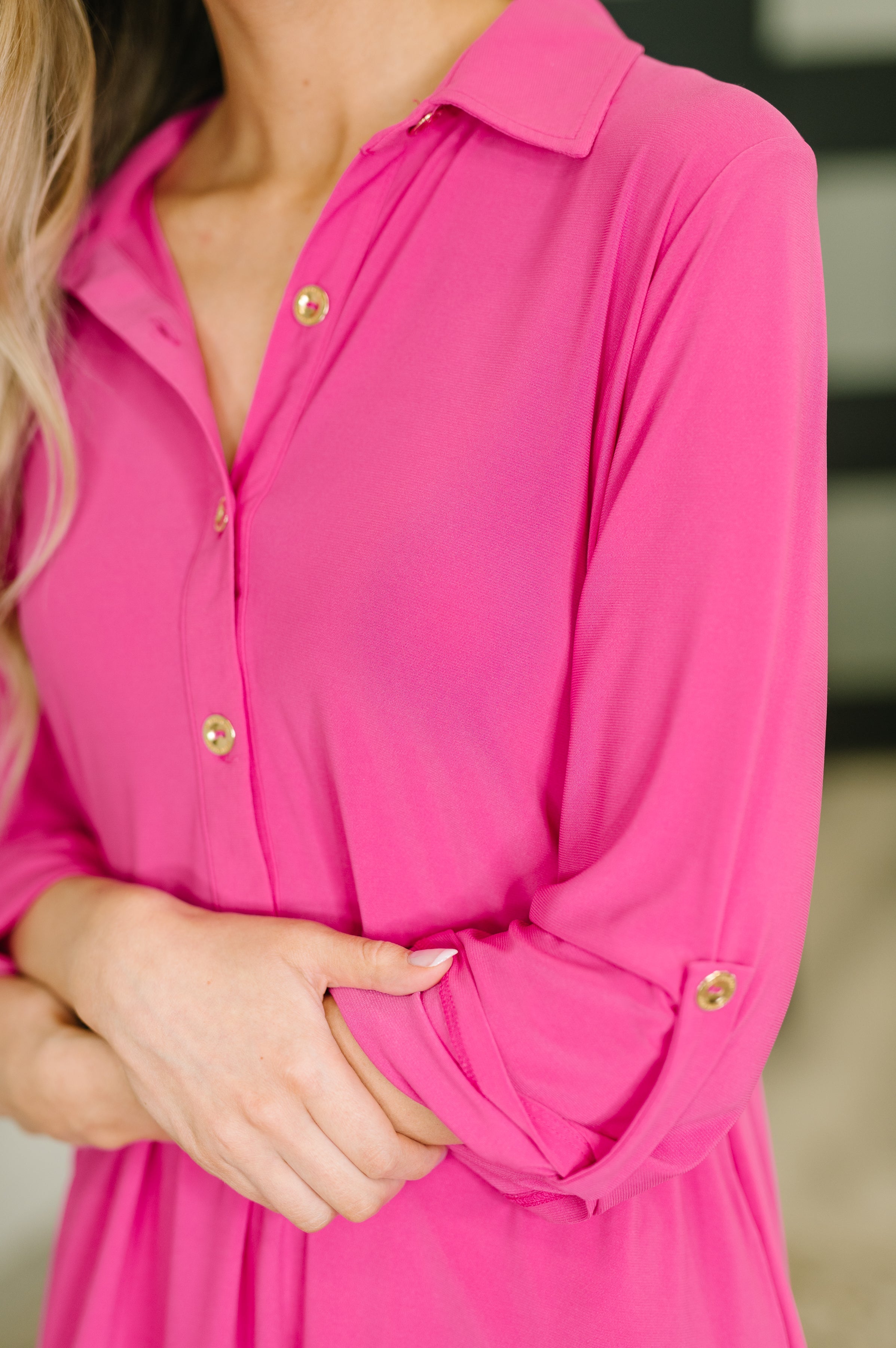 Inspire Collared Neck Dress in Runway Pink - Charming Charlie