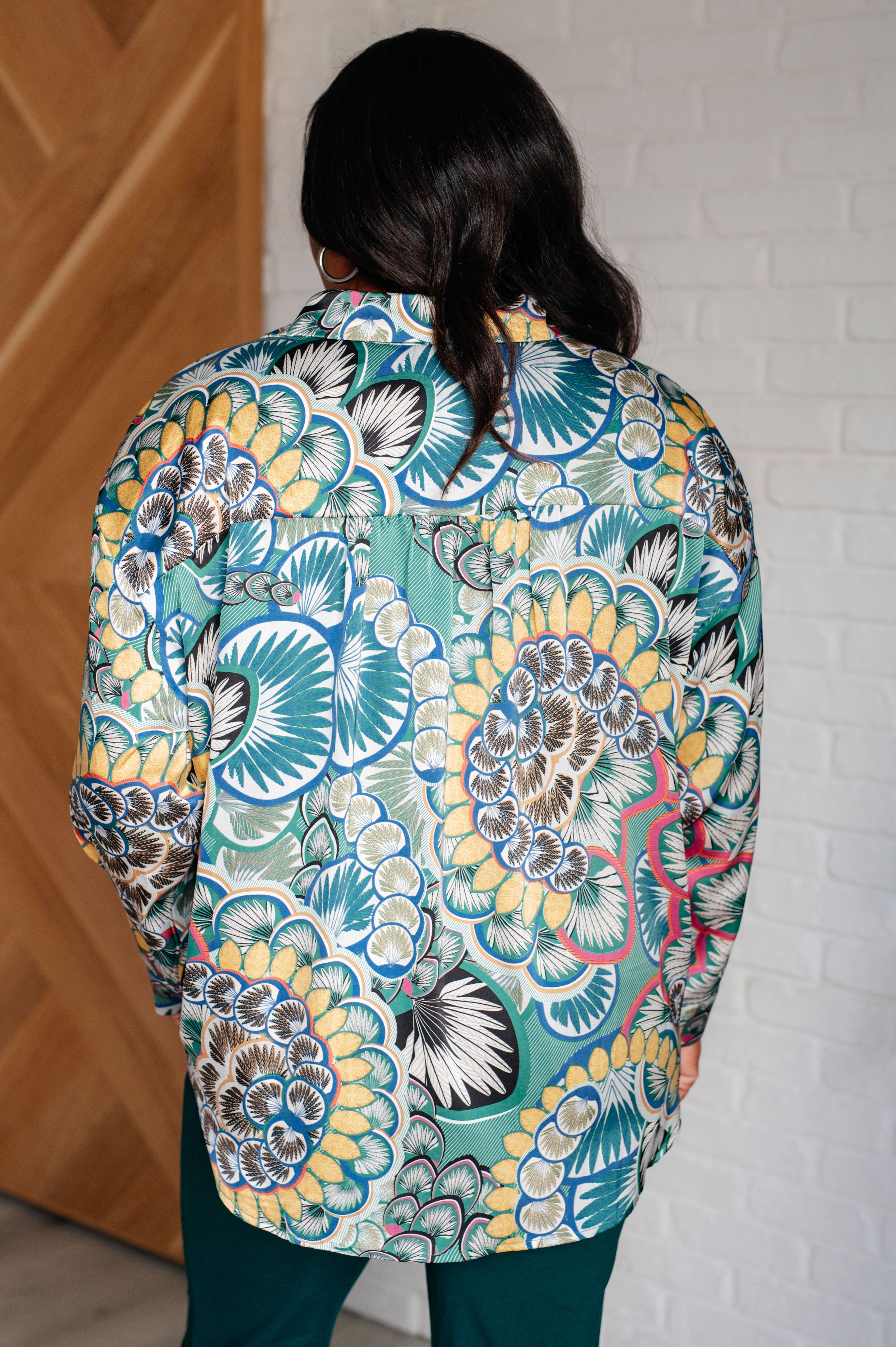 In the Willows Button Up Blouse in Teal Paisley - Charming Charlie