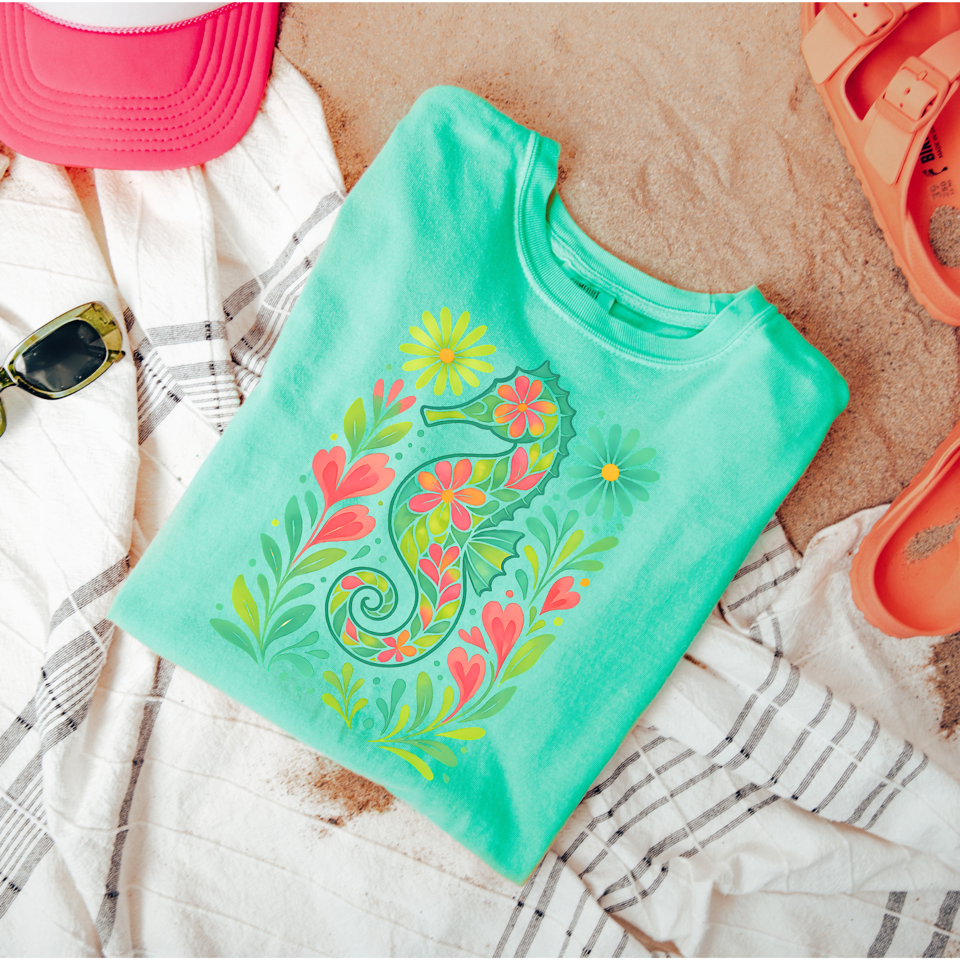 Floral Seahorse Graphic Tee - Charming Charlie