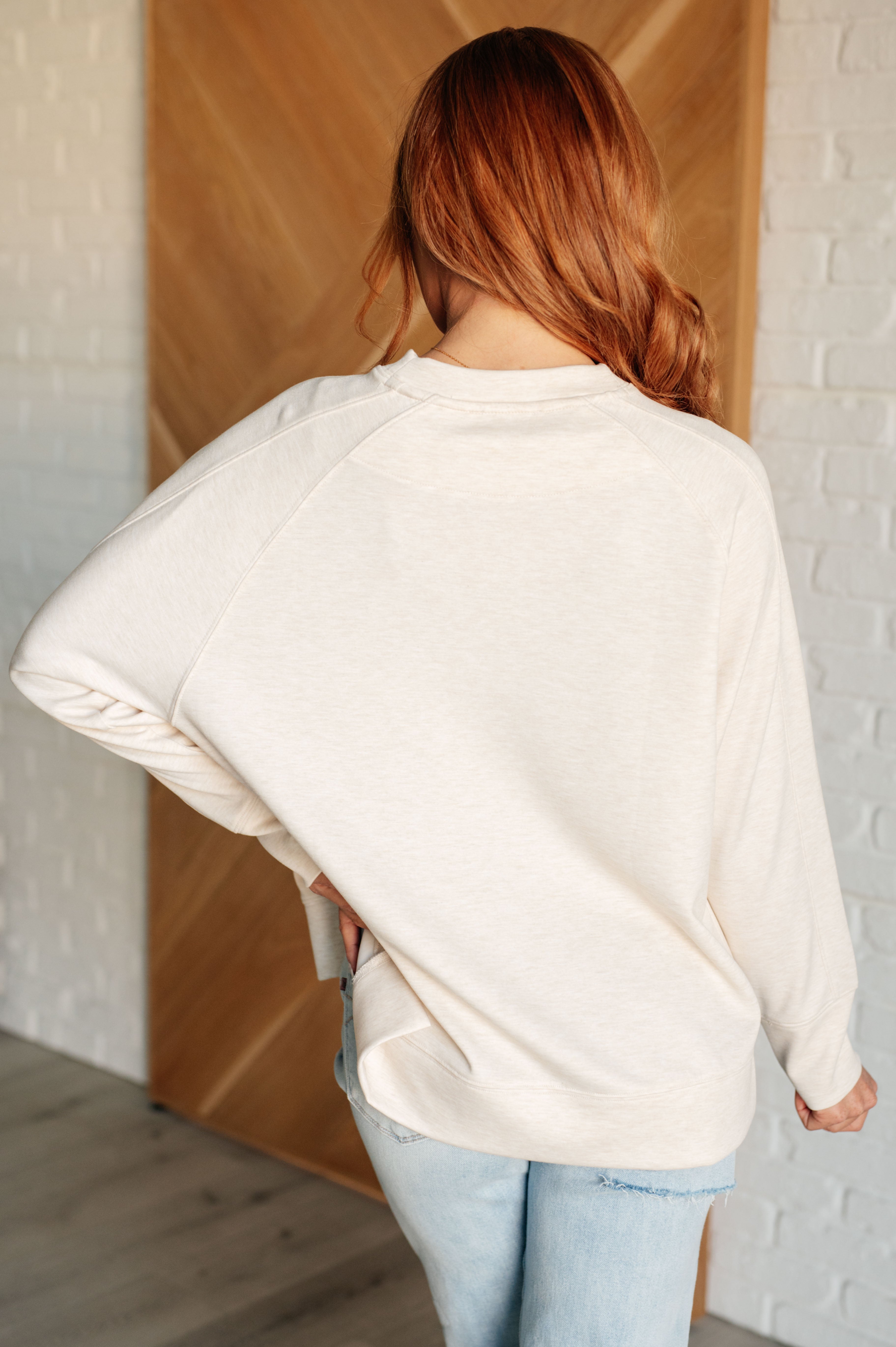 It's The Little Things Relaxed Scuba Pullover in Beige - Charming Charlie