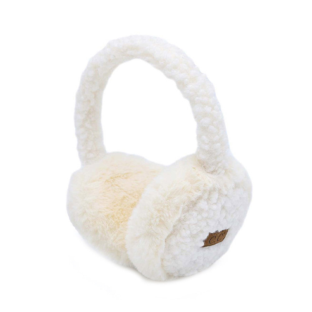 Ivory C.C Faux Fur Sherpa Earmuffs. Stay warm and stylish with these. Crafted with quality faux fur and Sherpa on the inside for ultimate comfort, these earmuffs provide superior insulation and protection from the cold. Their classic and timeless design allows them to easily match with any outfit.