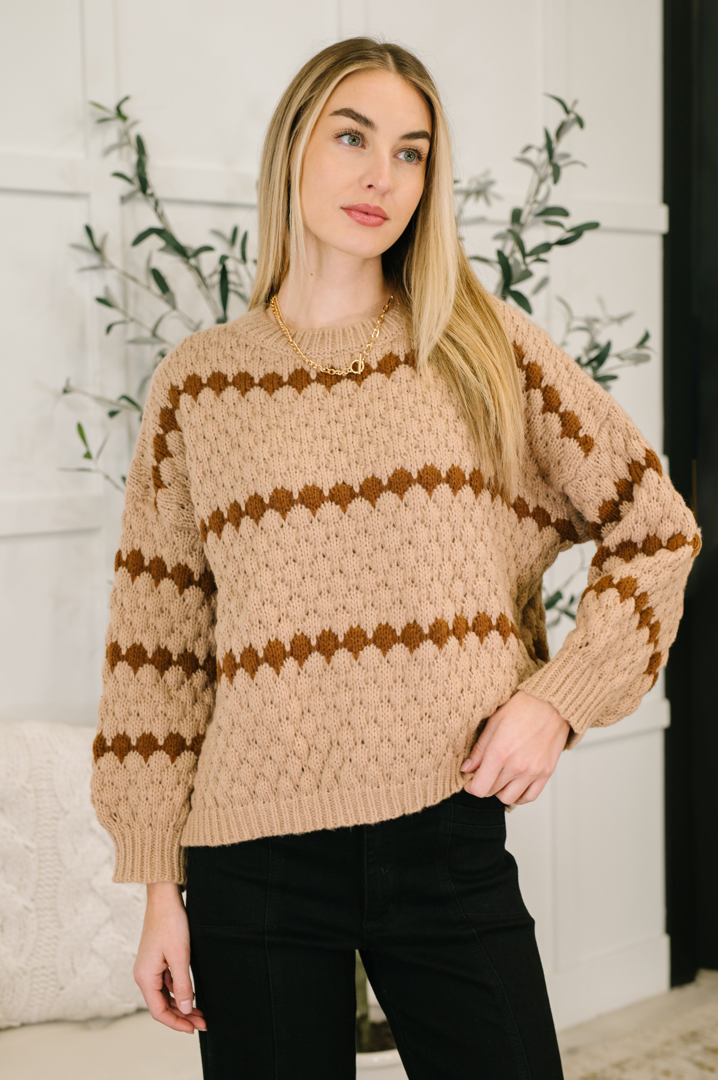 Ivy Lane Textured Sweater in Taupe - Charming Charlie