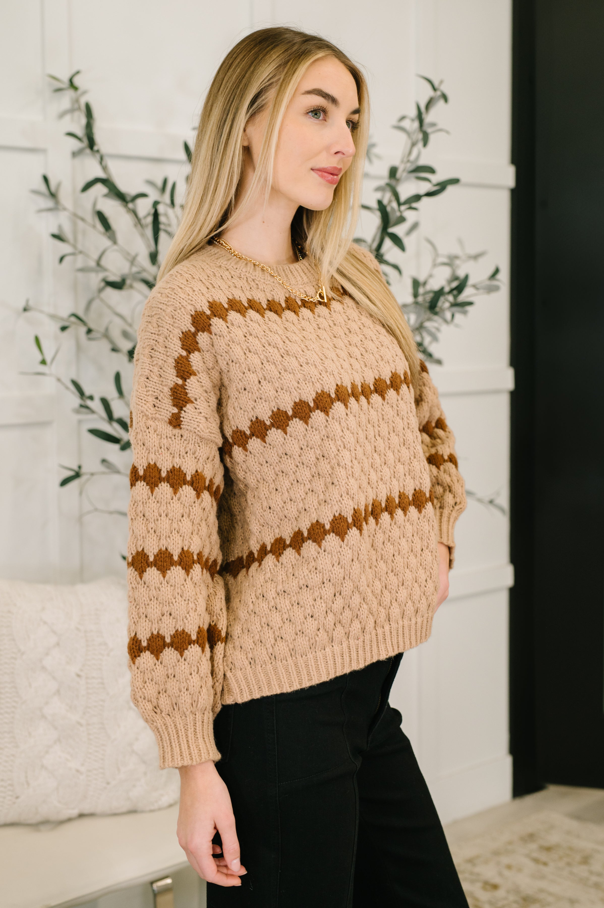 Ivy Lane Textured Sweater in Taupe - Charming Charlie