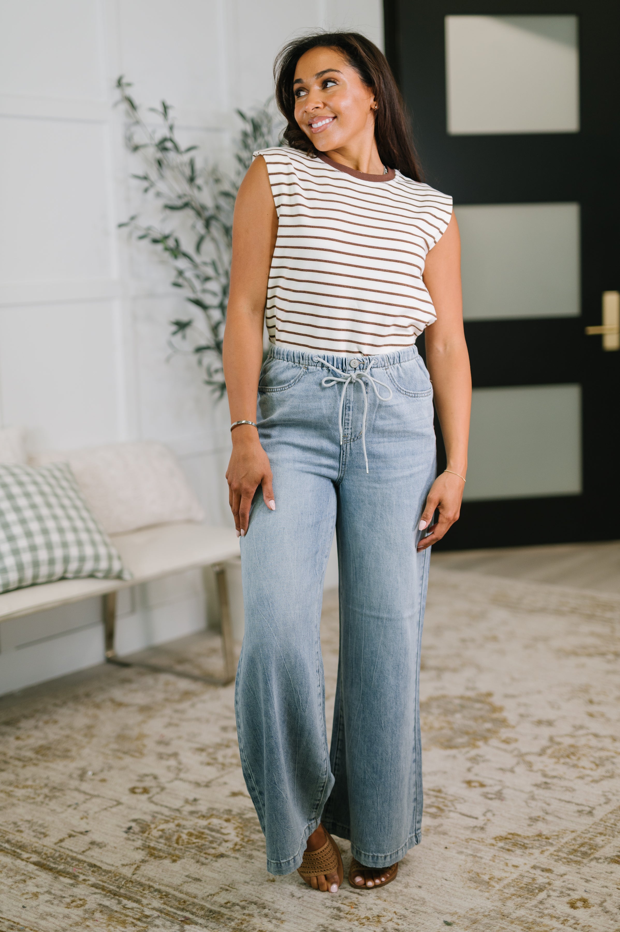 Monica High Waist Palazzo Featherweight with Drawcord - Charming Charlie