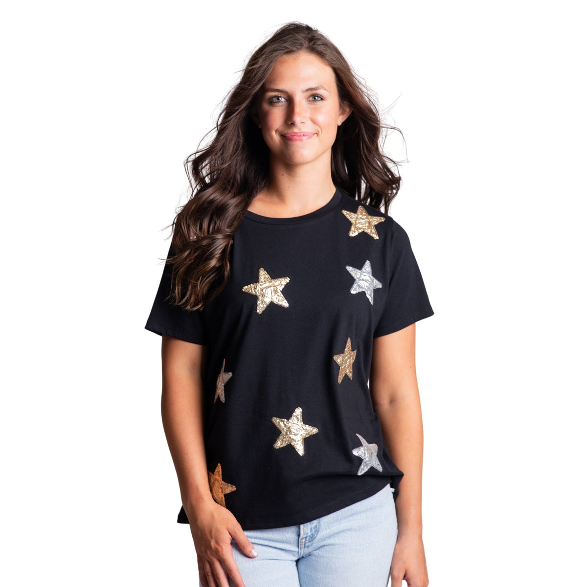 Starry Night Black Crew Neck Shirt S