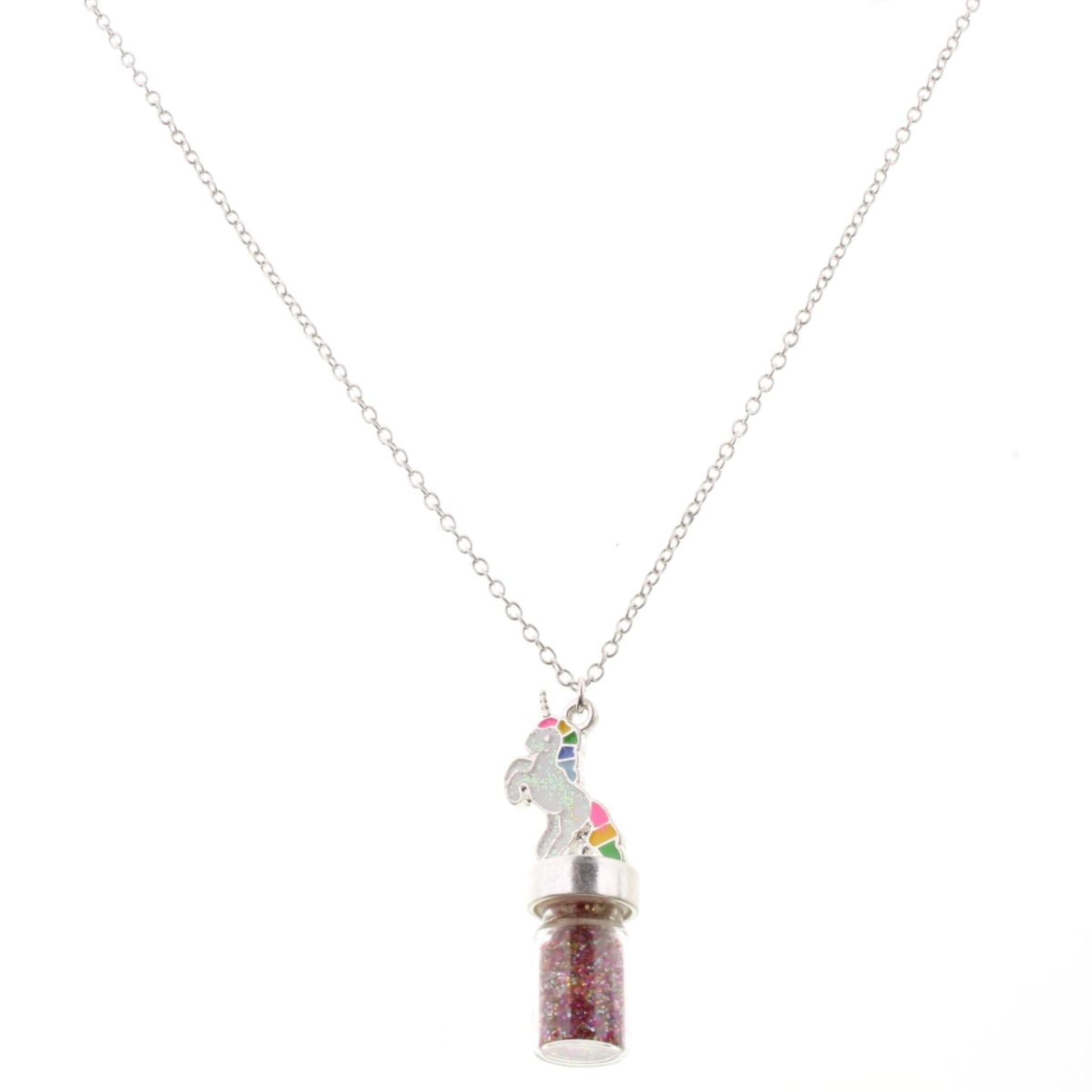 14" Kids Glitter Jar with Unicorn Necklace, 3" Ext