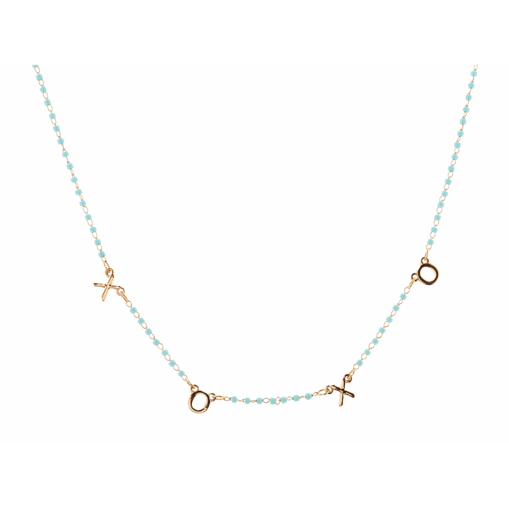 16" Faceted Mint XOXO Necklace, 3" Ext
