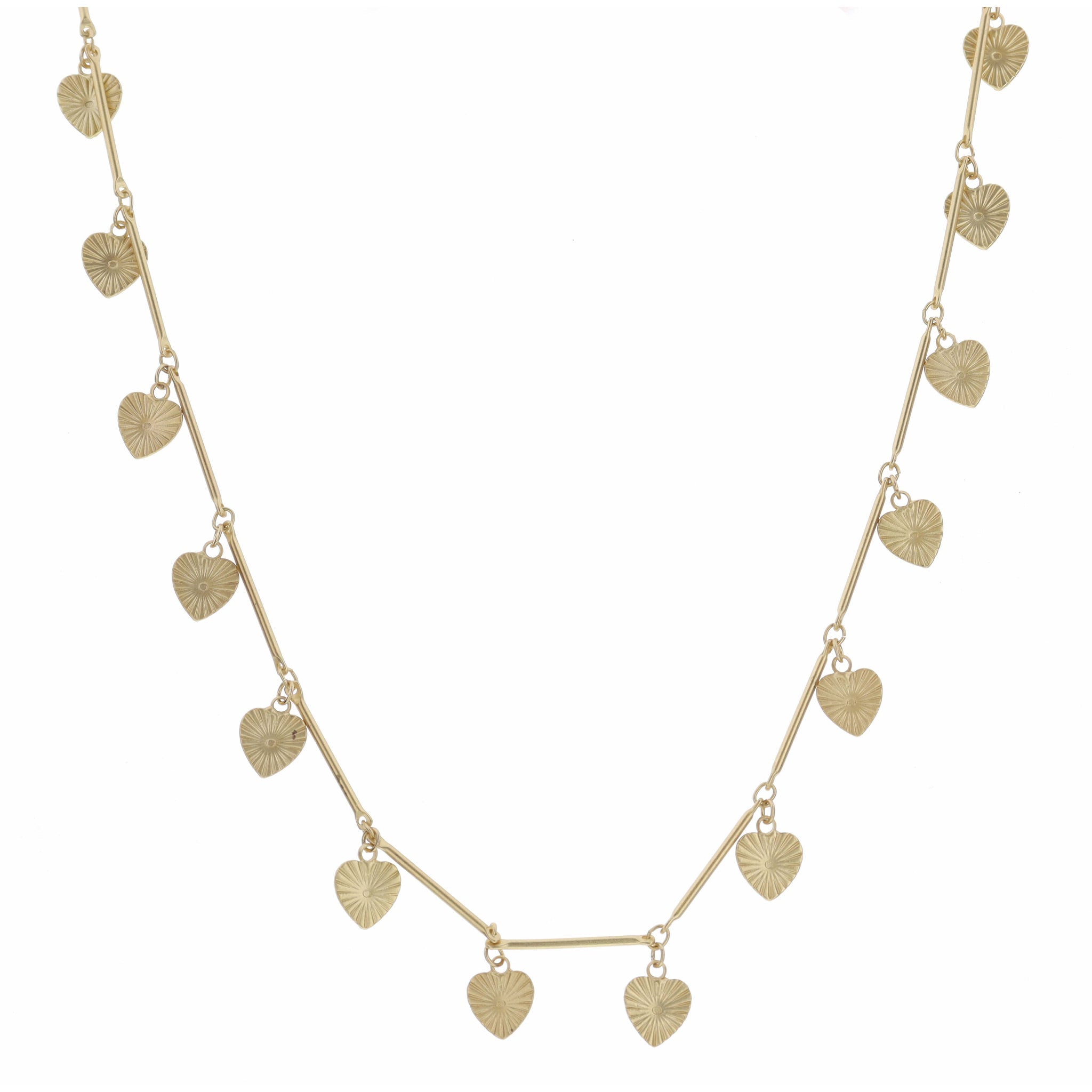 16" Gold Heart Station Necklace , 3" Ext