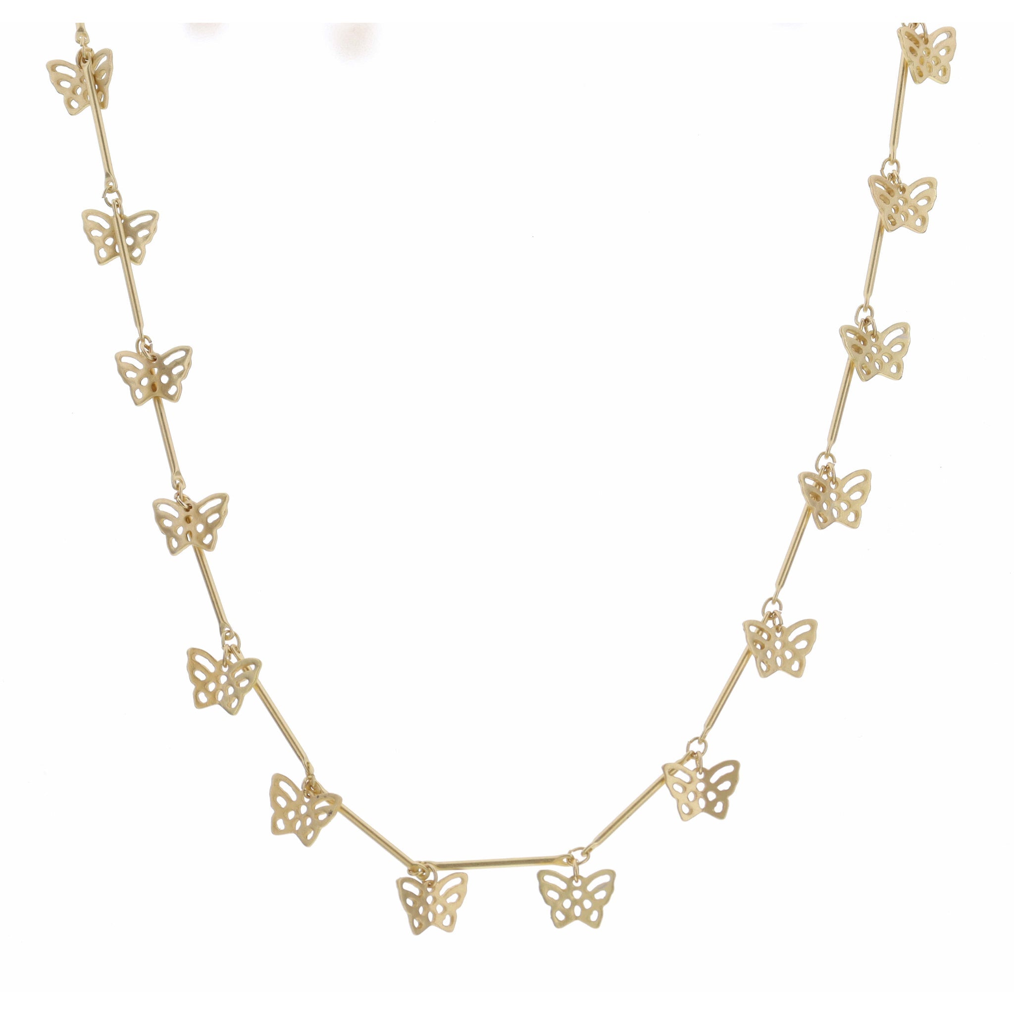 16" Gold Butterfly Station Necklace , 3" Ext