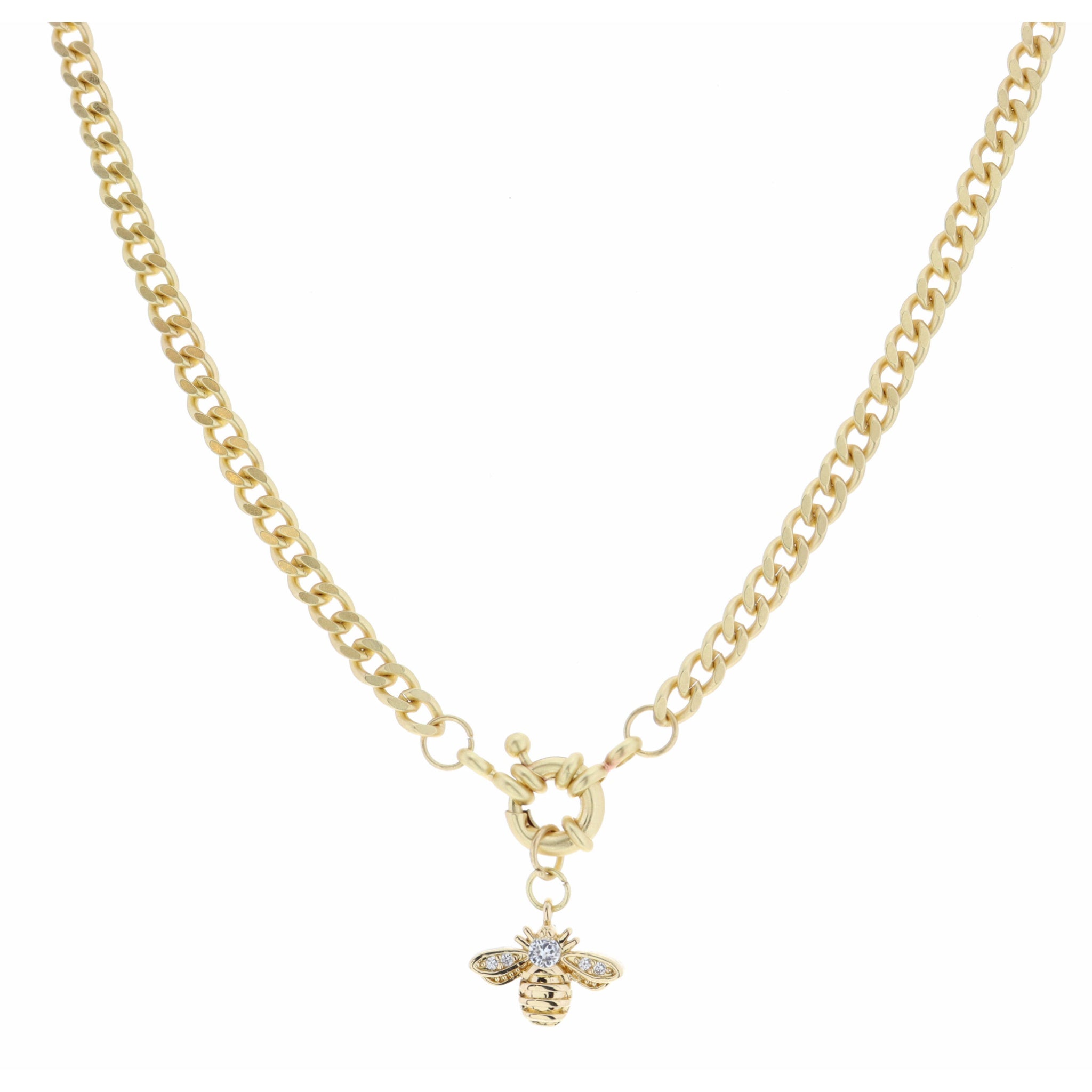 14.5" Clear Crystal and Gold Bee Necklace