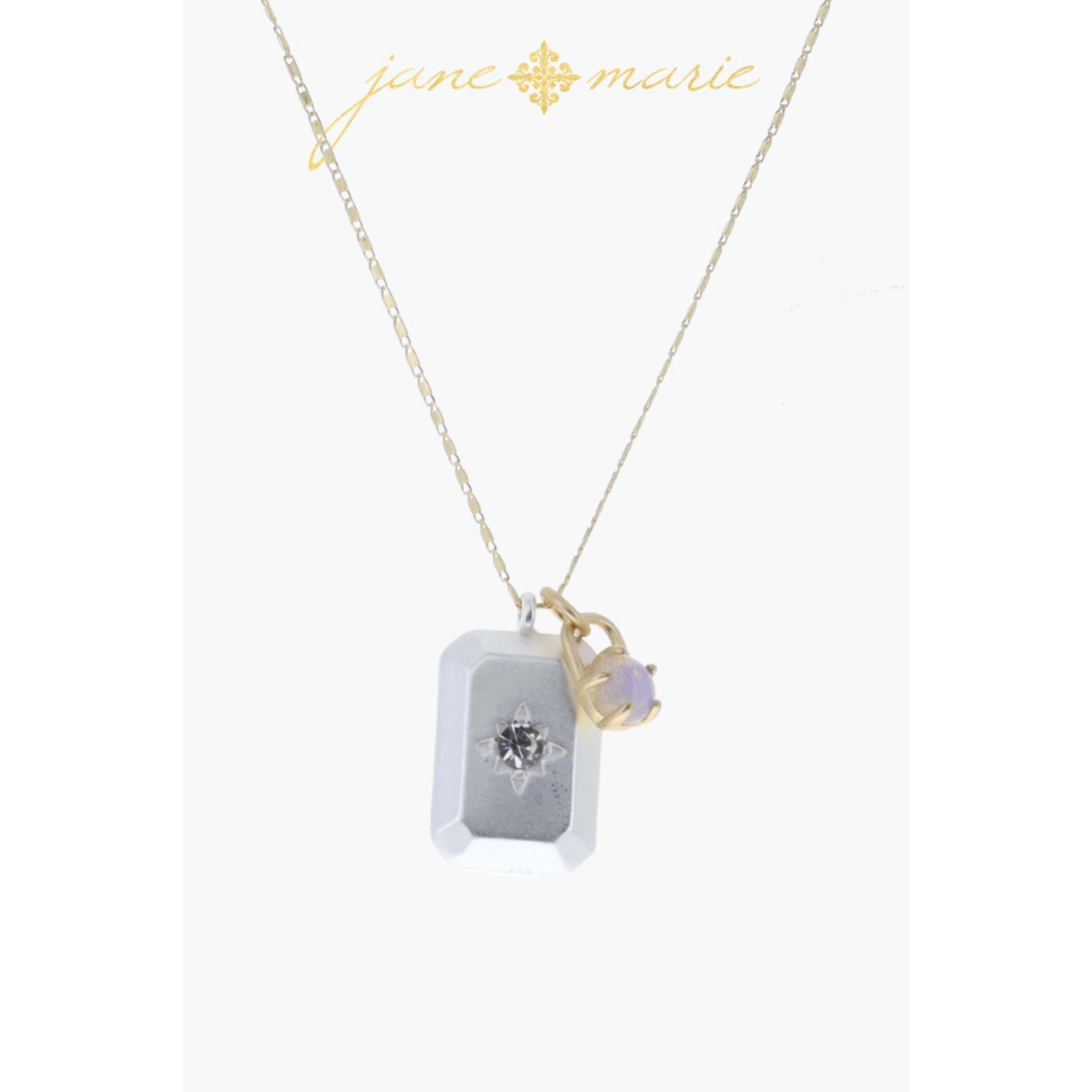 Sun Burst Disc with Moonstone Crystals, Disc and Opalite Circle Necklace