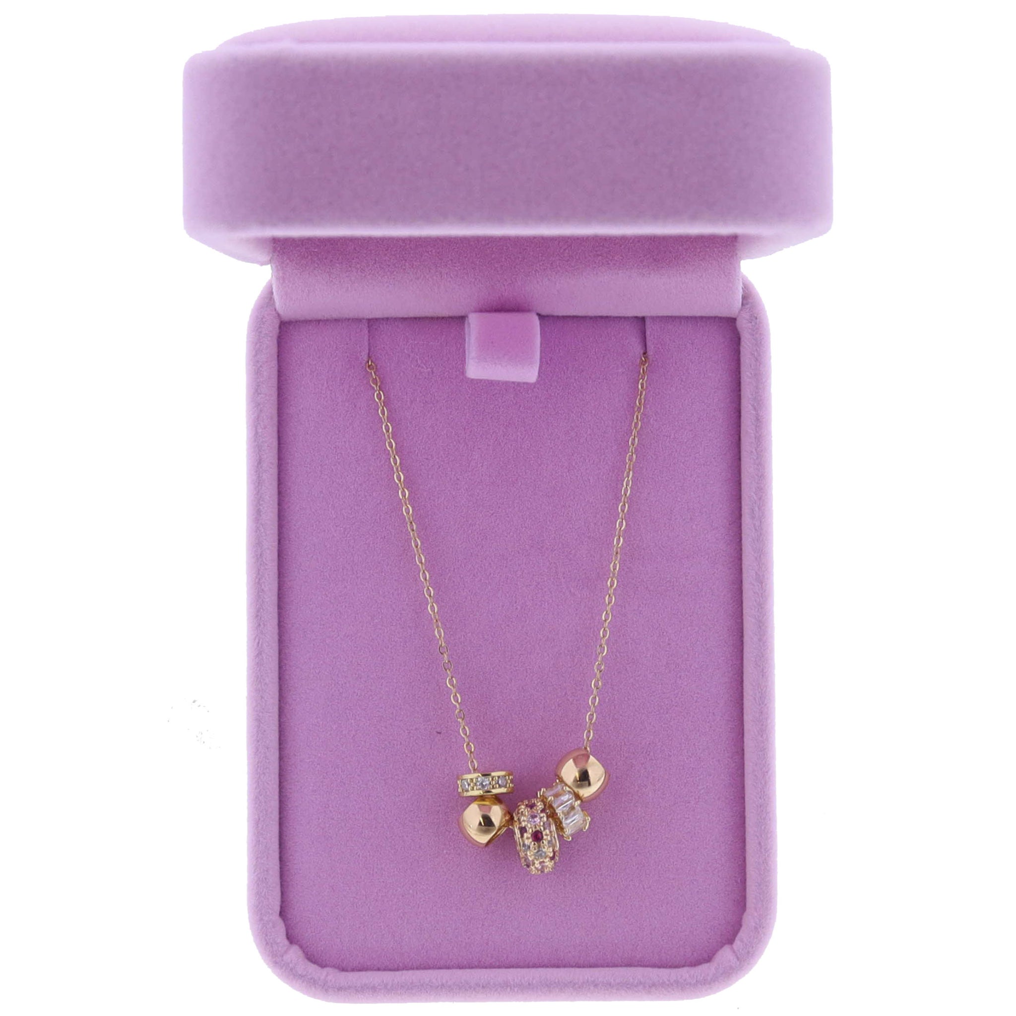 16" Crystal, Thick Gold, Pink Pave Crystals, Baguette Crystals, Gold Rondels Necklace, 3" Ext