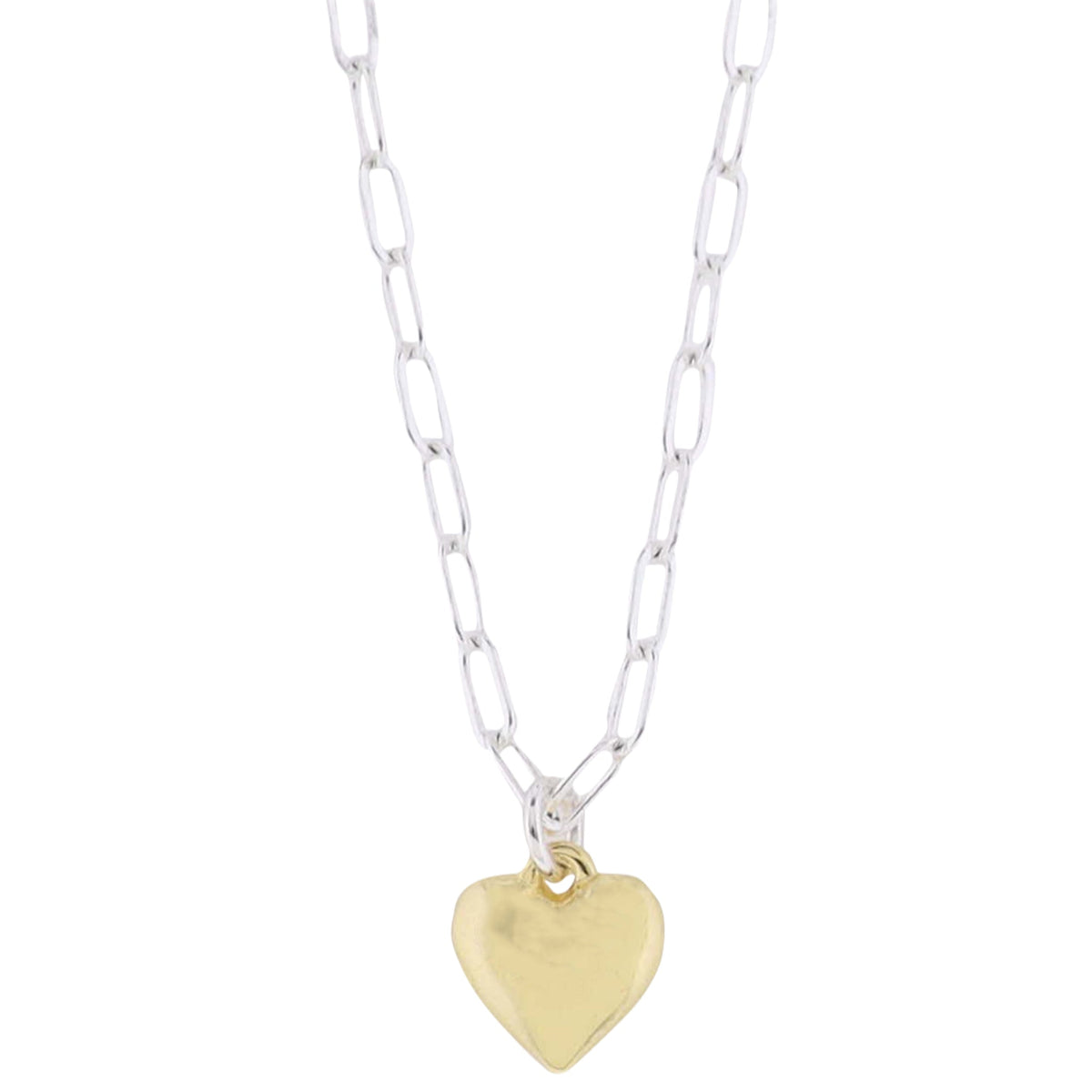 18K Gold Plated Silver Chain Necklace with Gold Heart
