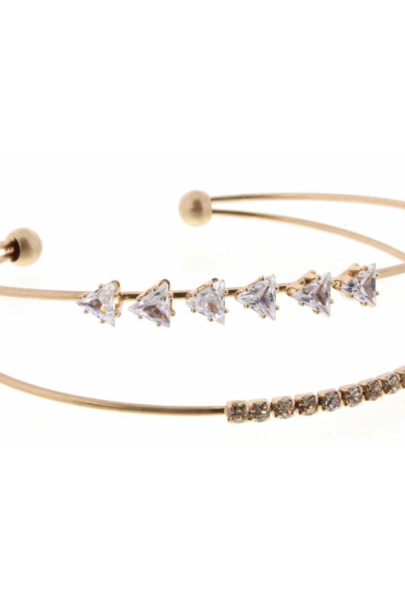 Gold 2 Layer Triangle and Square Crystals Bracelet