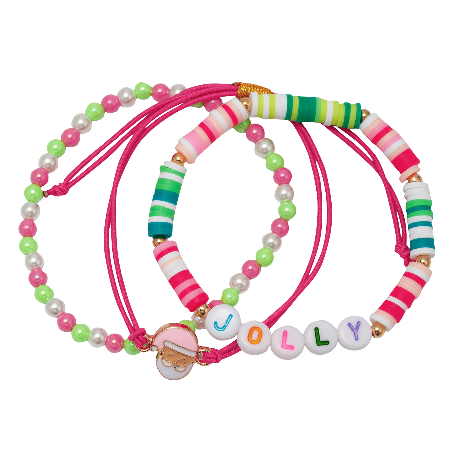 Kids Jolly Santa Bracelet - Colorful Beaded - Charming Charlie