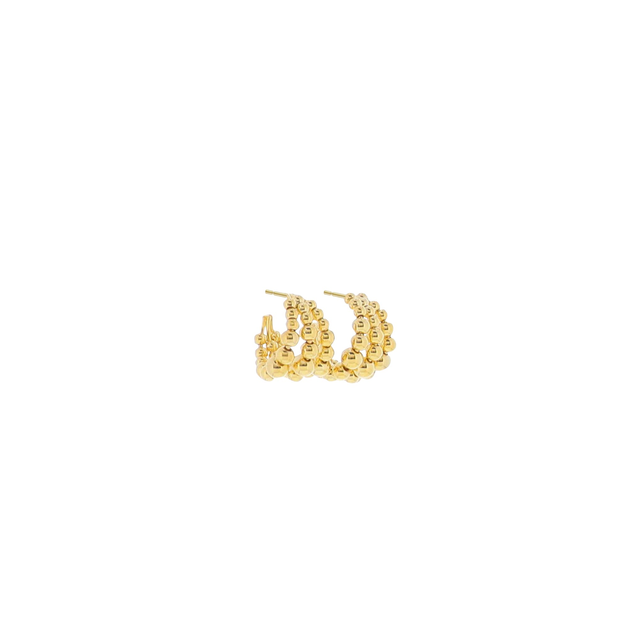18K Gold Plated Triple Layer Ball Hoop Earring
