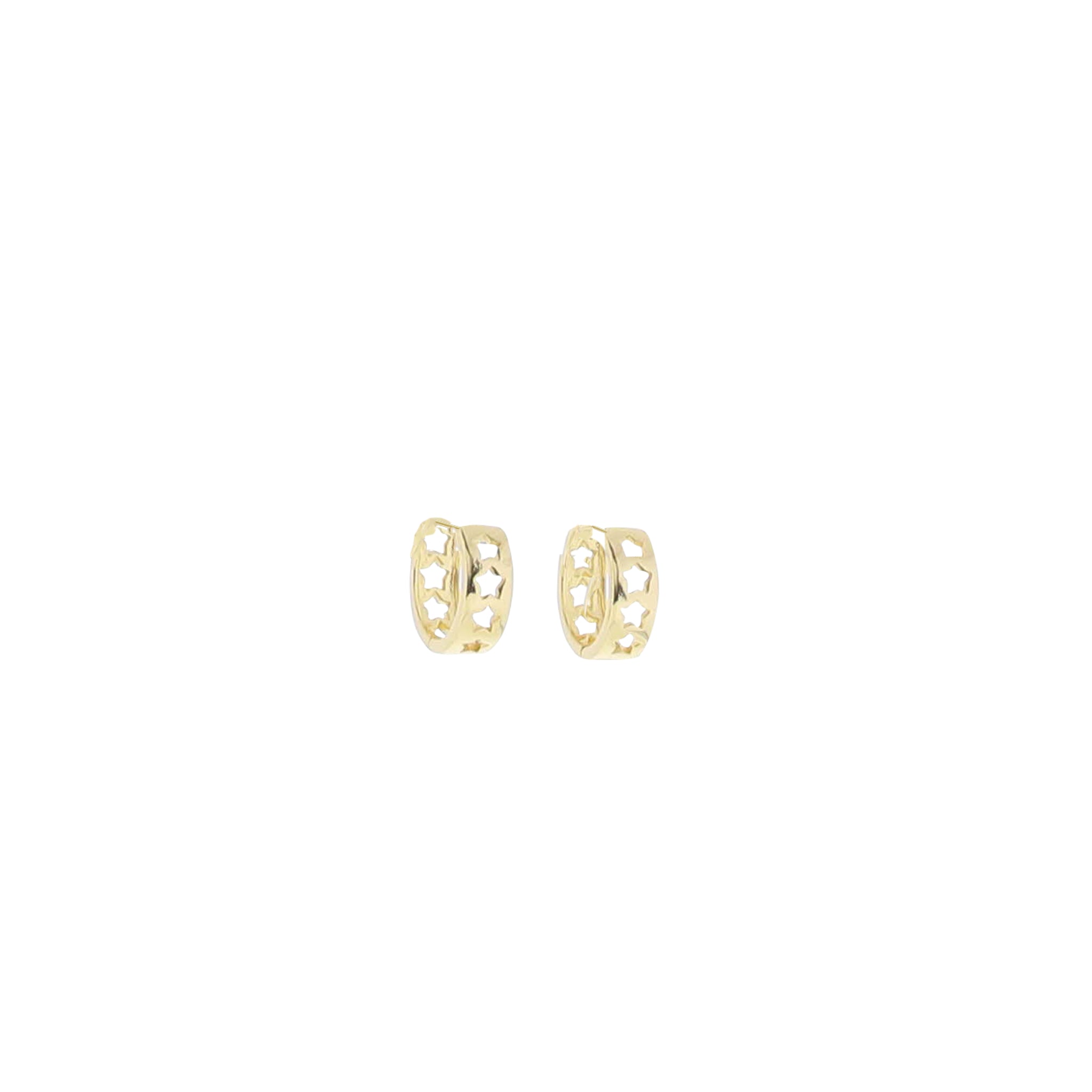 18K Gold Plated Hoop Huggie with Star Cut Outs Earring
