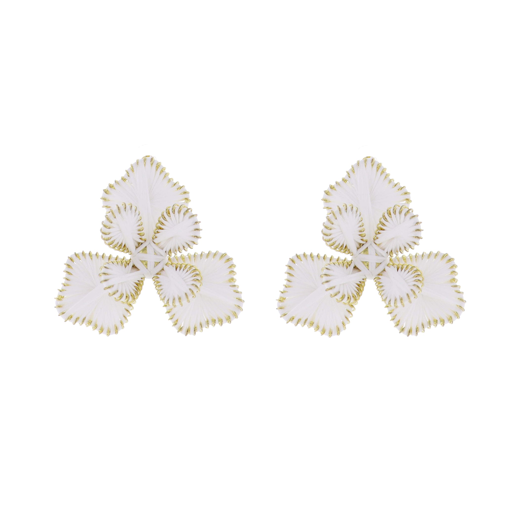 White Raffia Flower Earring