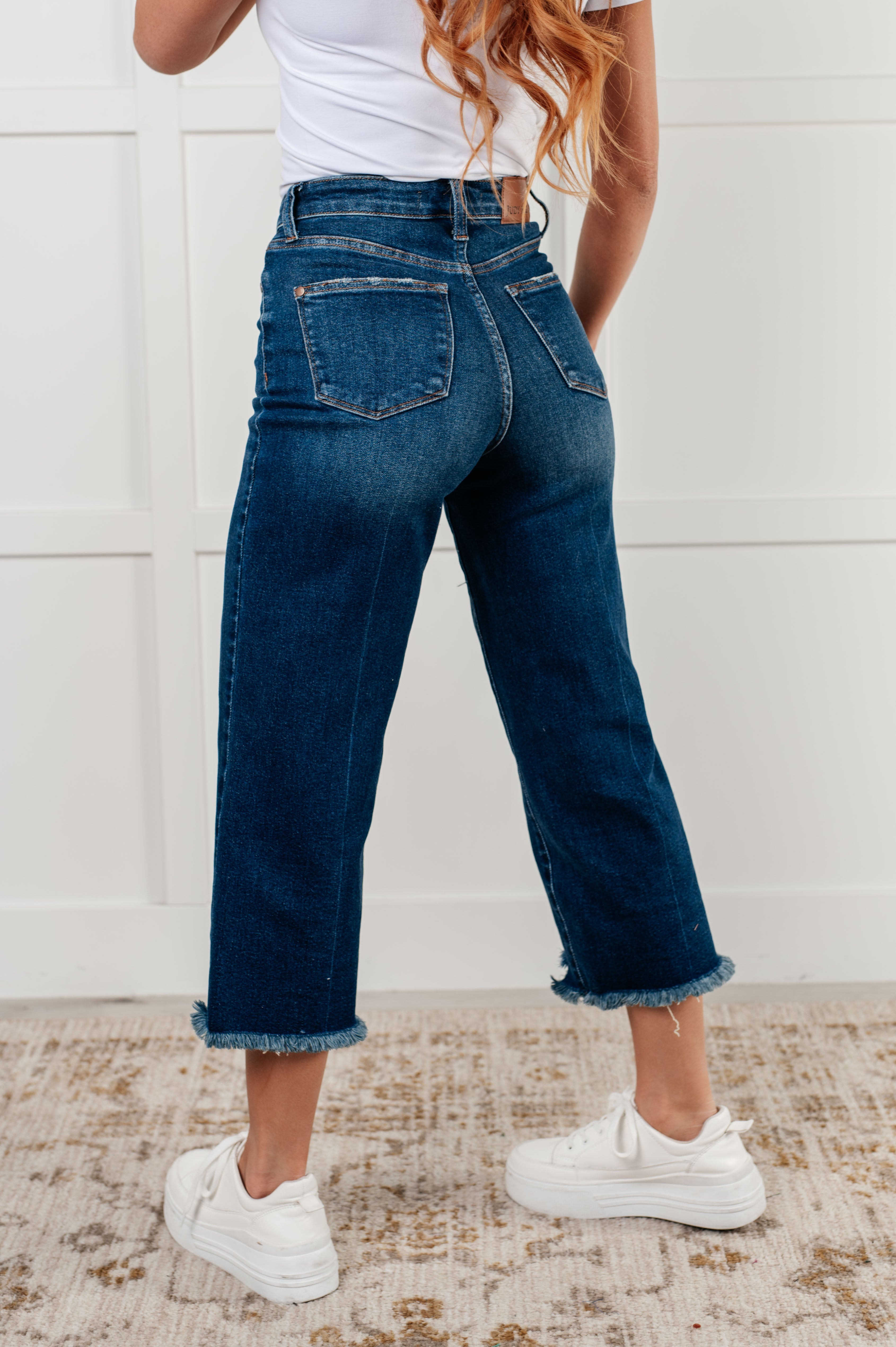 Janice High Rise Button Fly Wide Leg Crop Jeans - Charming Charlie