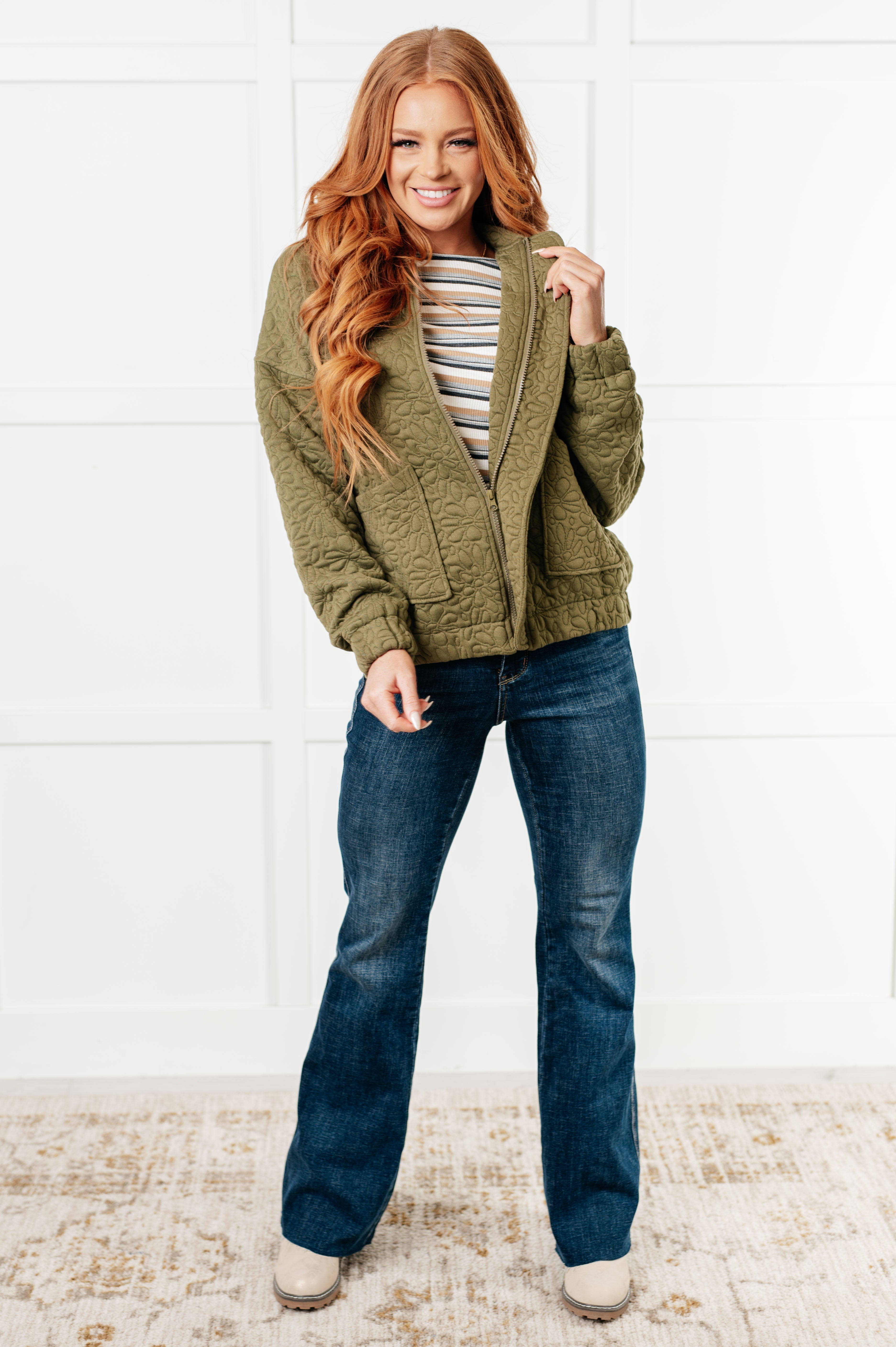 Jungle Explorer Quilted Zip Up Jacket - Charming Charlie