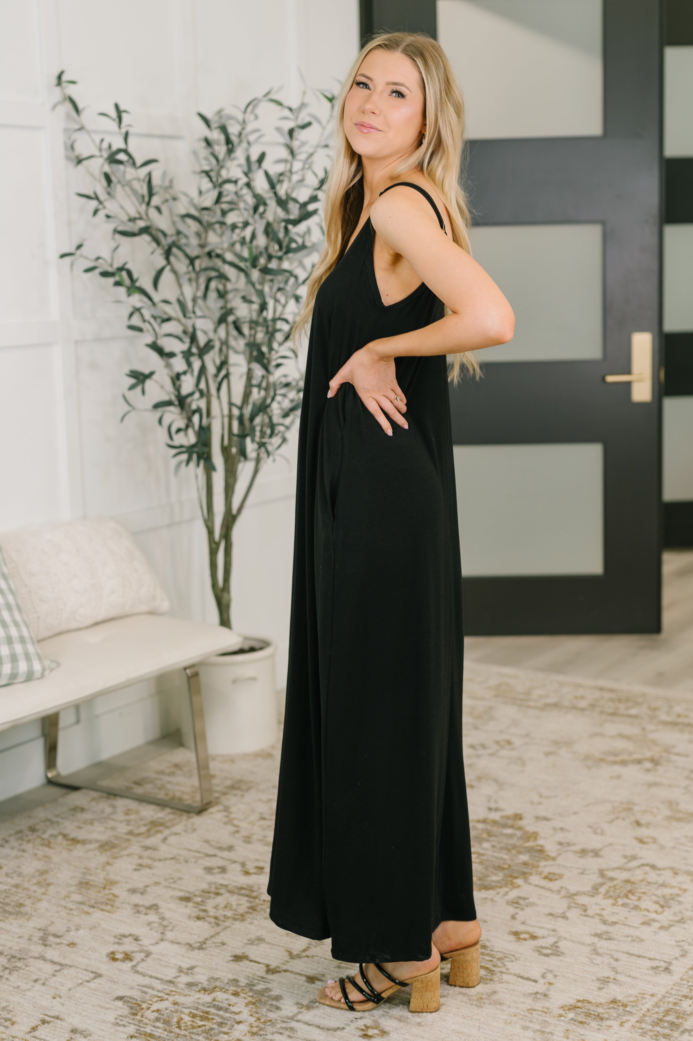 Just Getting Started Spaghetti Strap Maxi Dress in Black - Charming Charlie