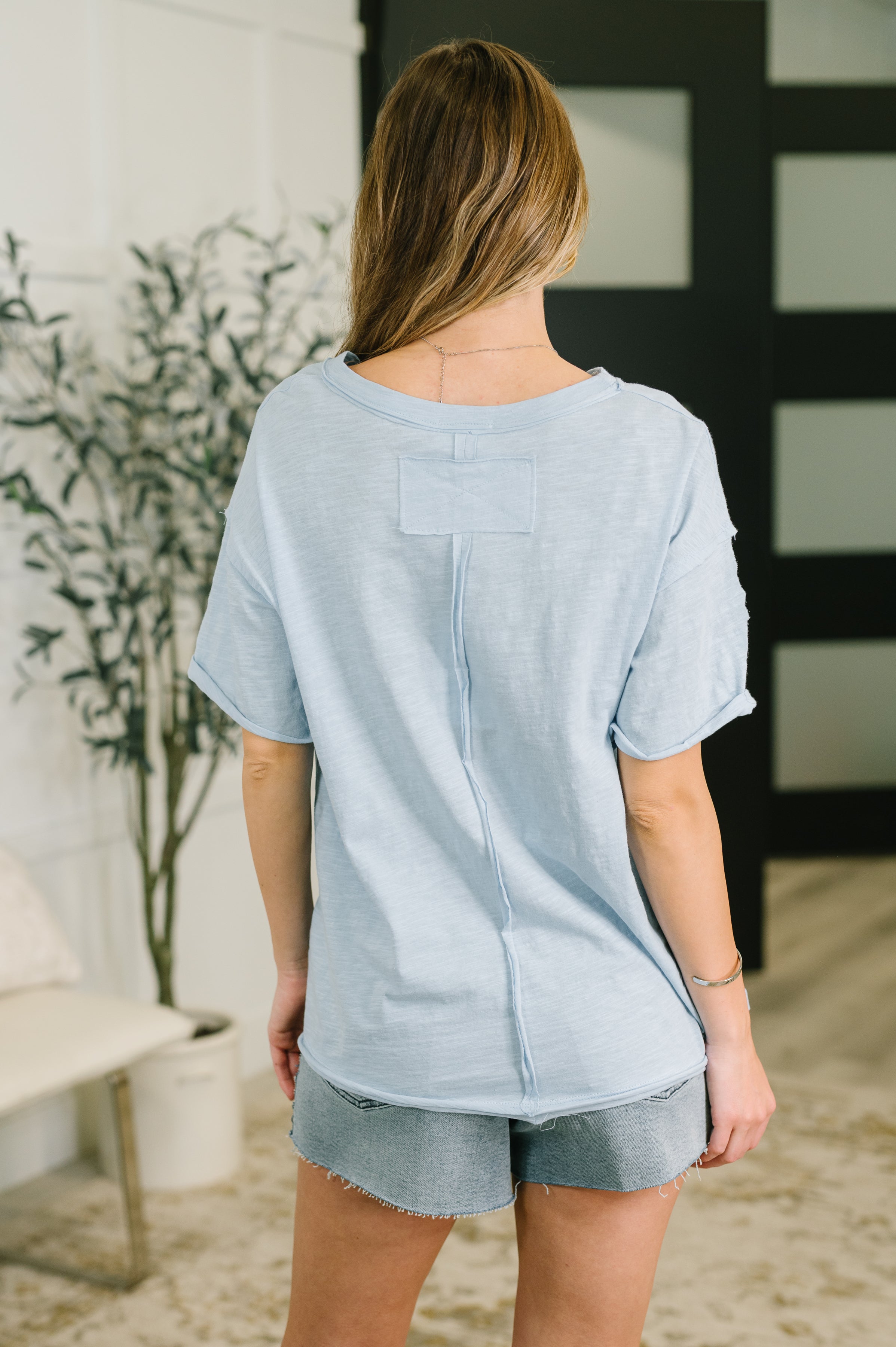 Just Like That Relaxed Heather Tee in Blue - Charming Charlie