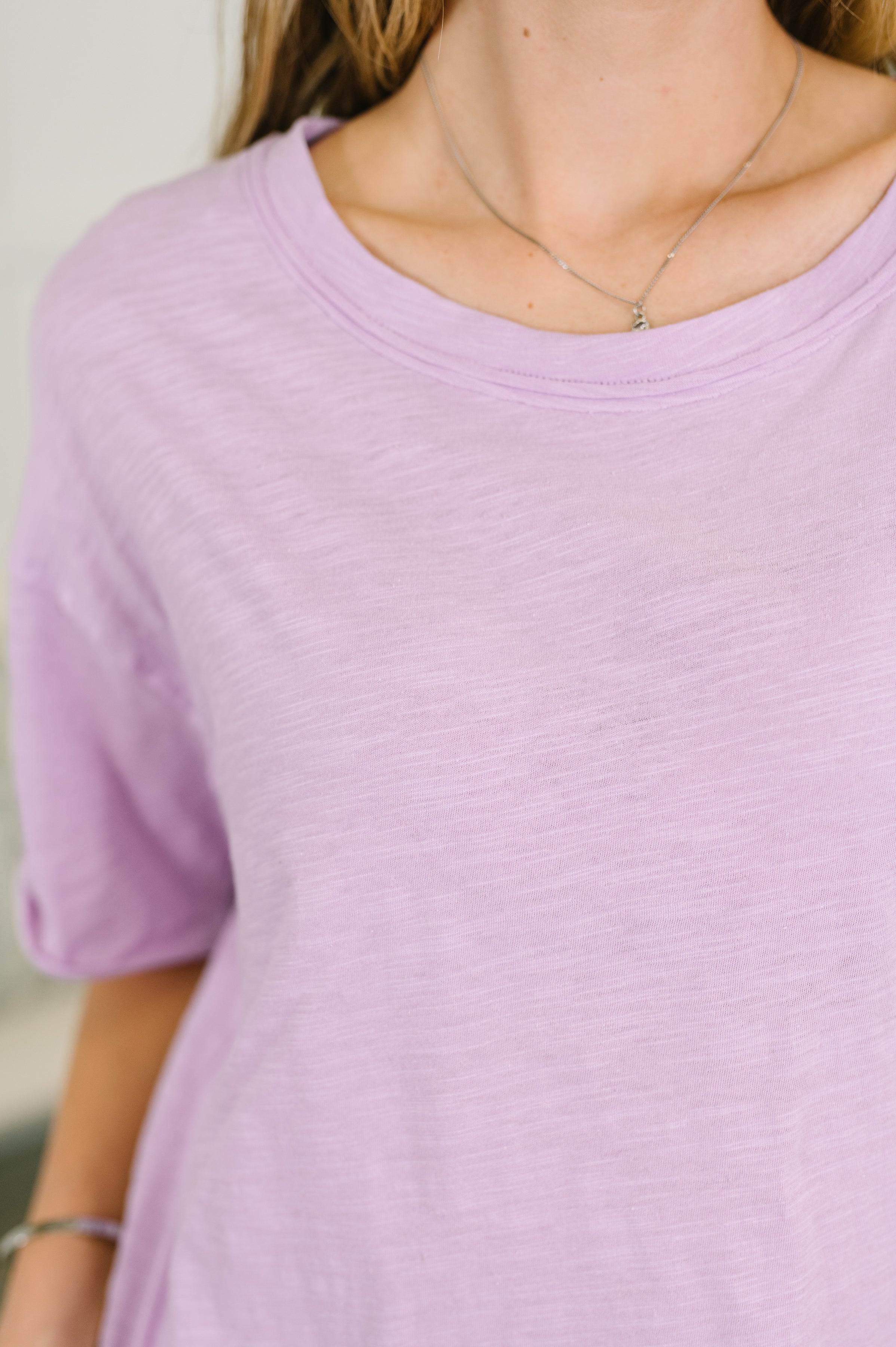 Just Like That Relaxed Heather Tee in Lilac - Charming Charlie