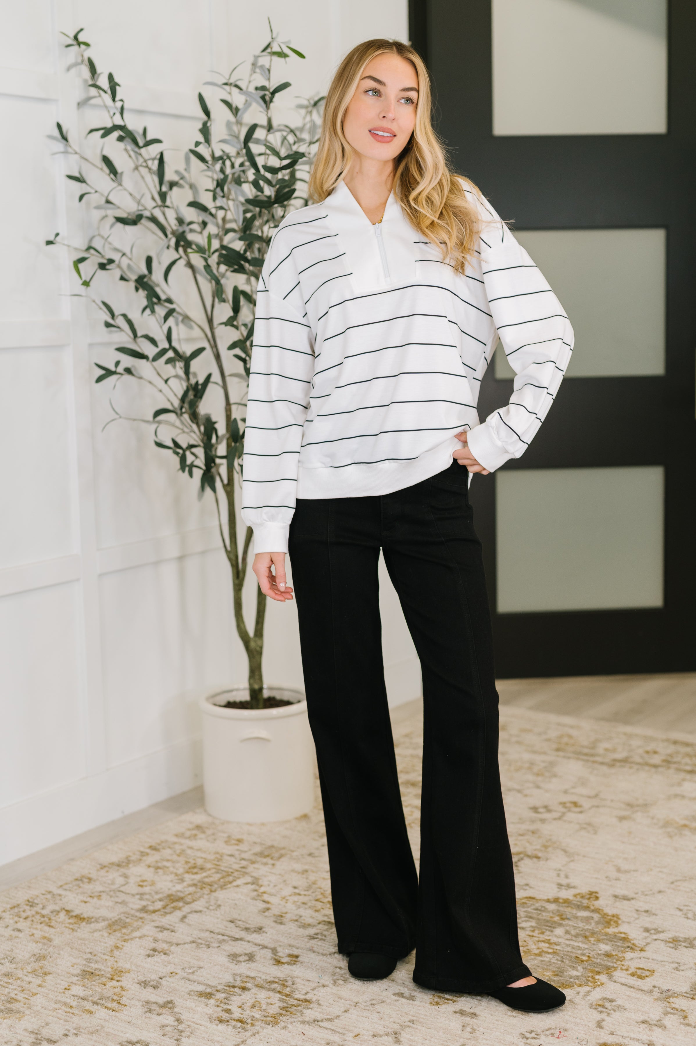 Just My Stripe Zipper Top - Charming Charlie