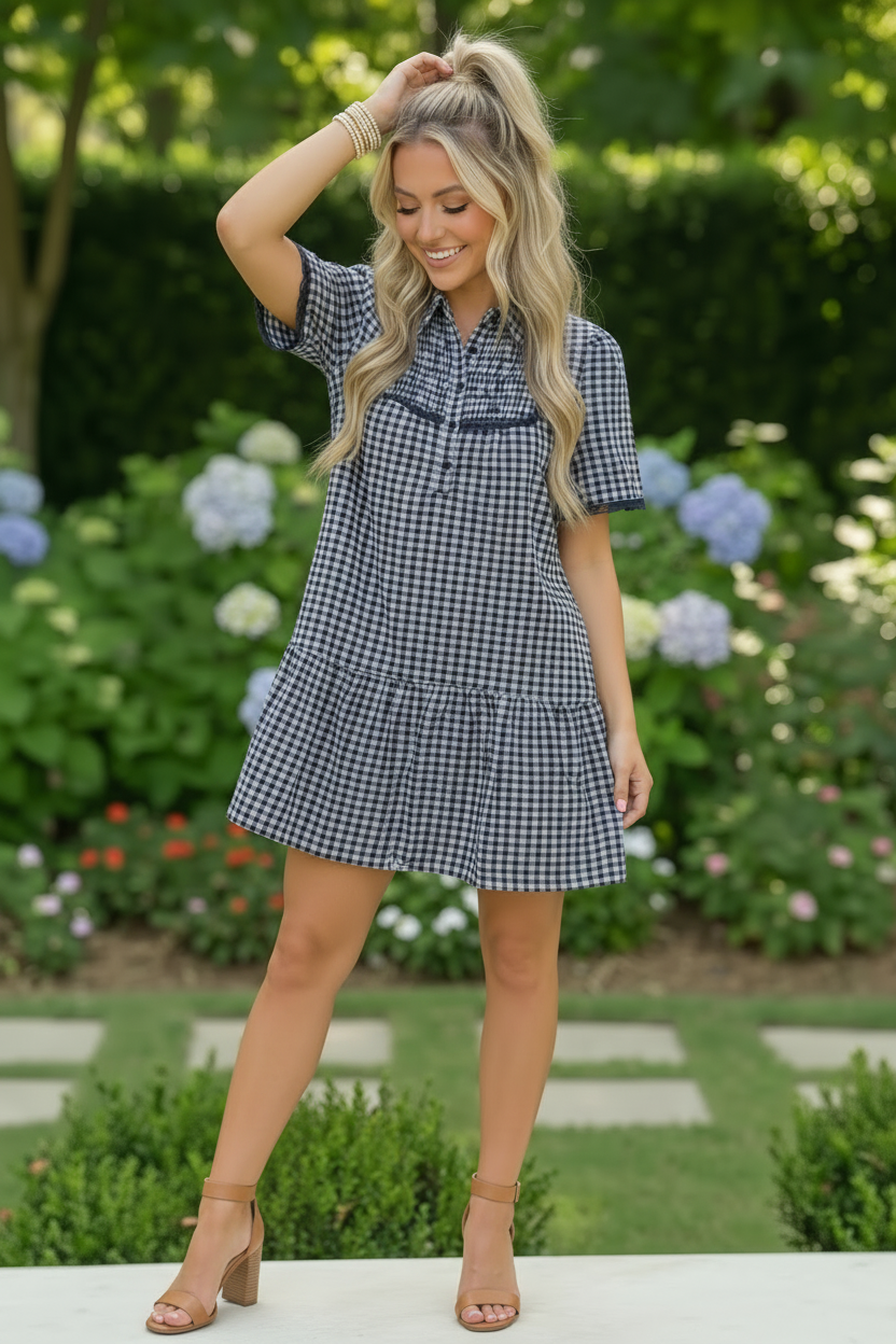 Summer Wedding Button Down Ruffle Mini Dress - Charming Charlie