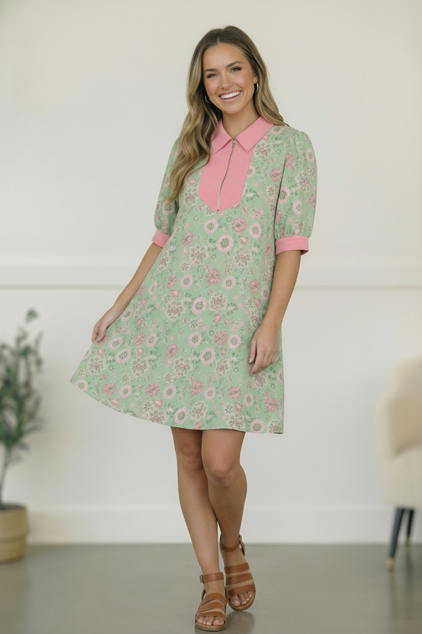 Blast From the Past Mint Blossom Dress - Charming Charlie