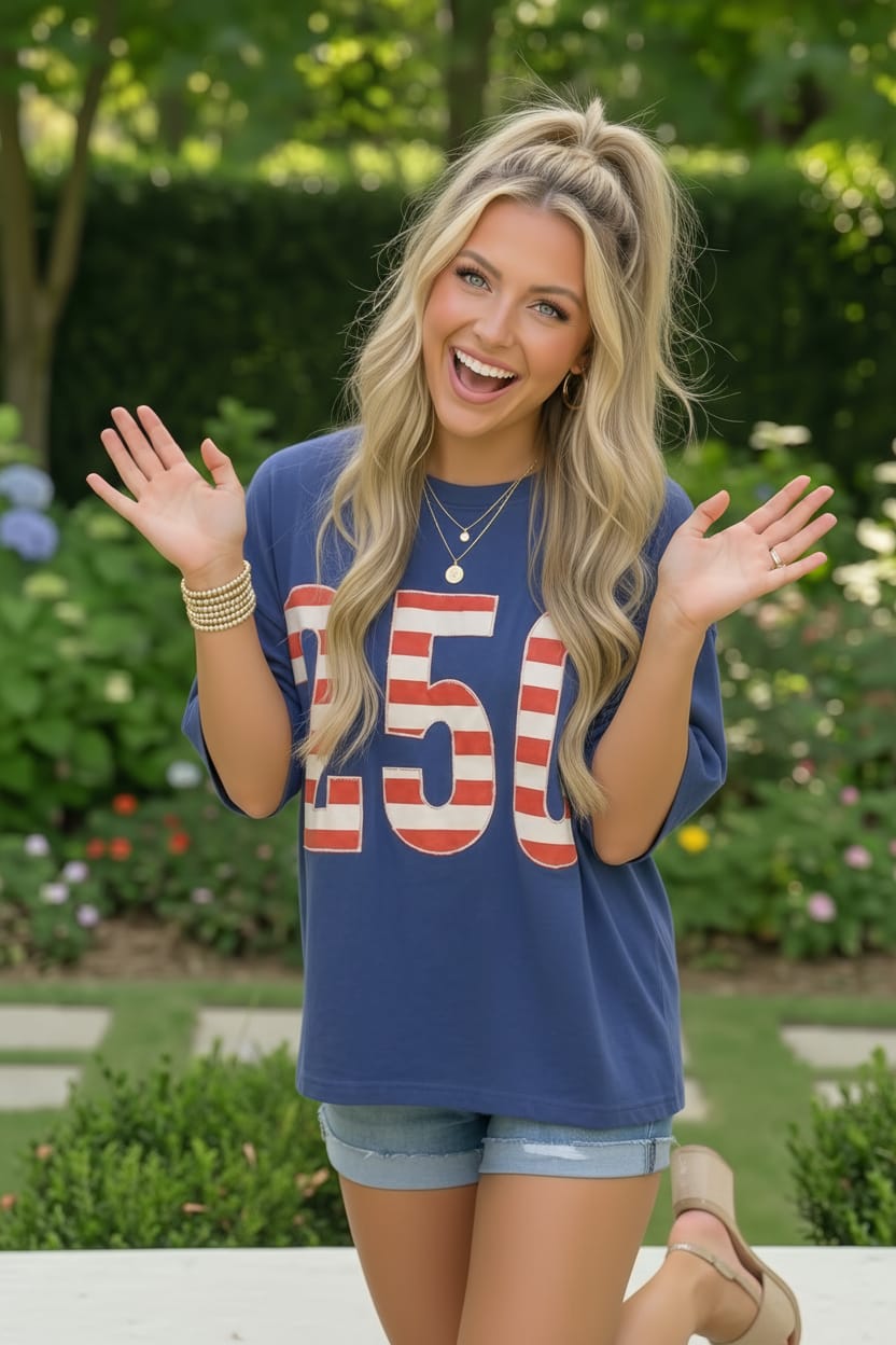 Blue Stars and Stripes '250' Top - Charming Charlie