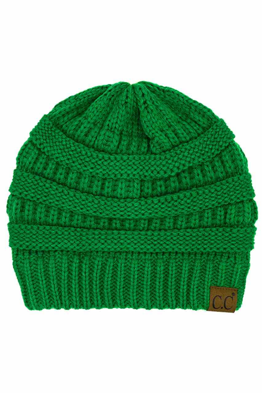 Kelly-Green C.C Ribbed Knit Solid Color Beanie offers a timeless design with durable ribbed knitting, ensuring a snug and comfortable fit. Crafted for warmth and versatility, this beanie is perfect for everyday wear, providing reliable protection against cold weather while maintaining a sleek, minimalist style that complements any outfit. Its solid color adds understated appeal, making it an essential accessory for both casual and outdoor use.