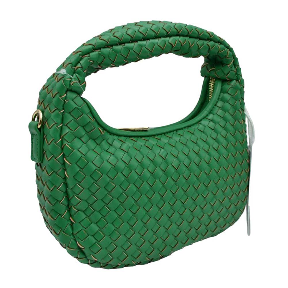 Kelly Green Faux Leather Woven Patterned Top Handle Tote Shoulder Bag, is a comfortable way to carry all your daily necessities. Featuring top handles, it's perfect for carrying over the shoulder, and its design ensures that it stands out from other handbags. This tote bag is a practical and fashionable choice for the summer.