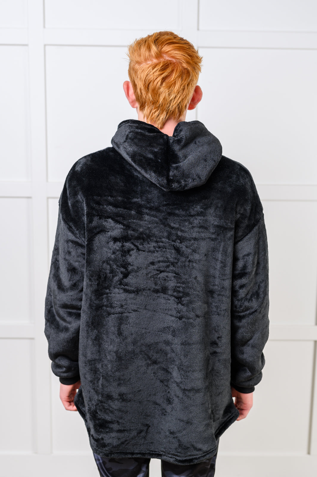 Kids Oversized Hoodie Blanket in Black - Charming Charlie